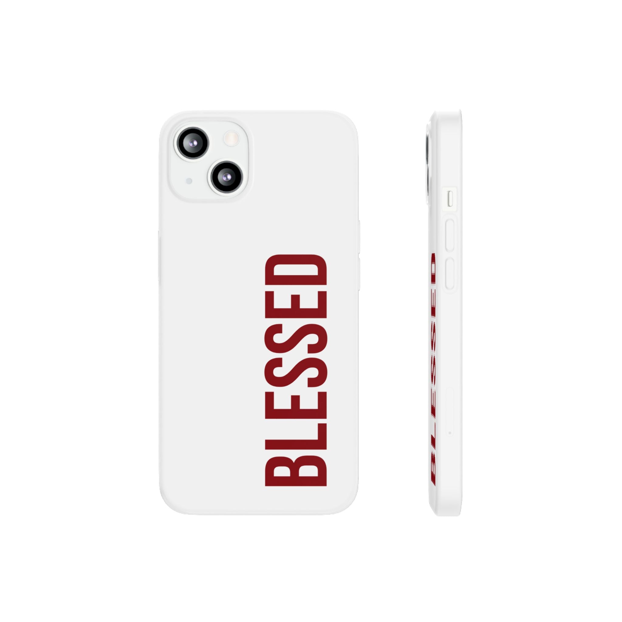Blessed Phone Case — Vertical Red Typography Clear Flexi Case