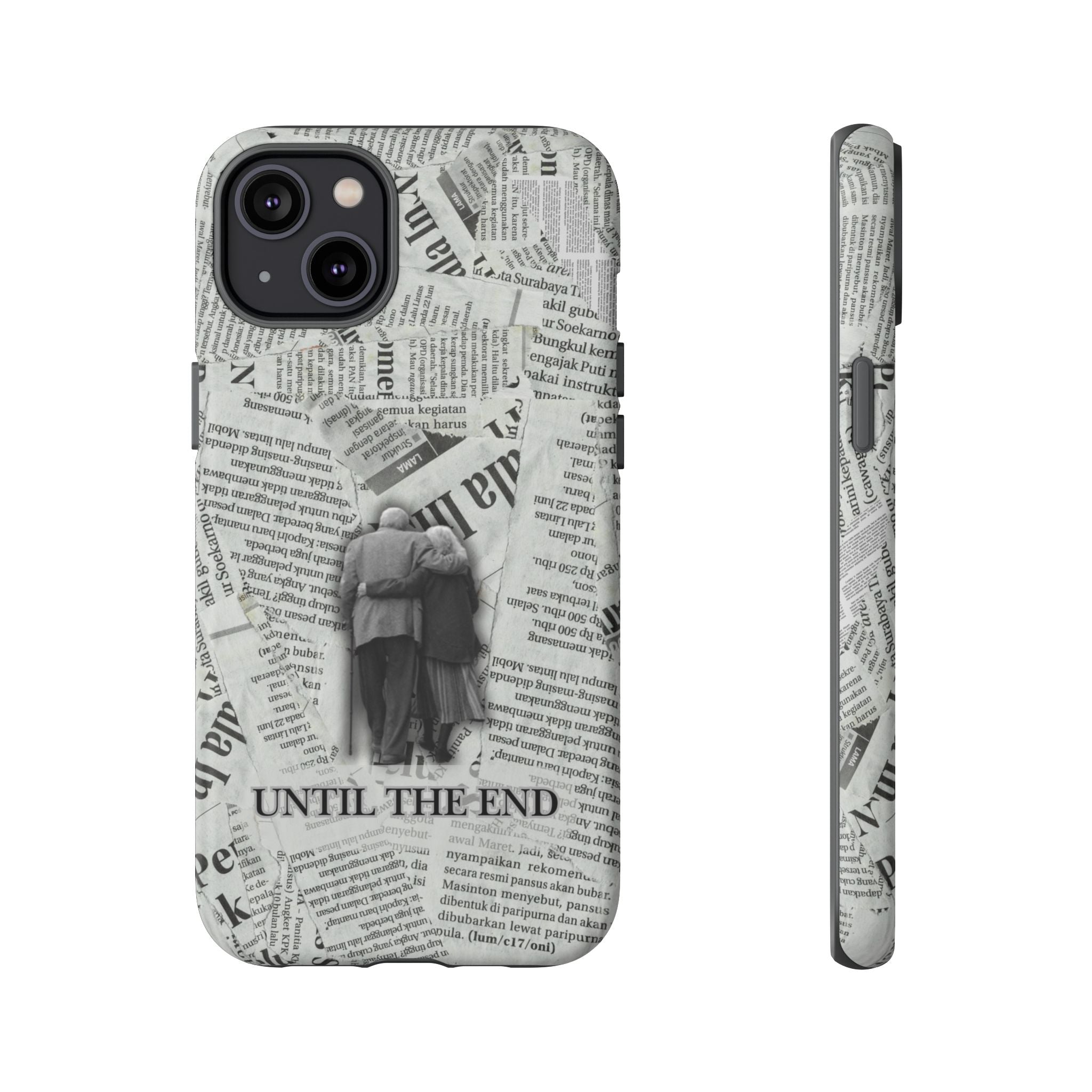 Until the End Newspaper Collage Phone Case