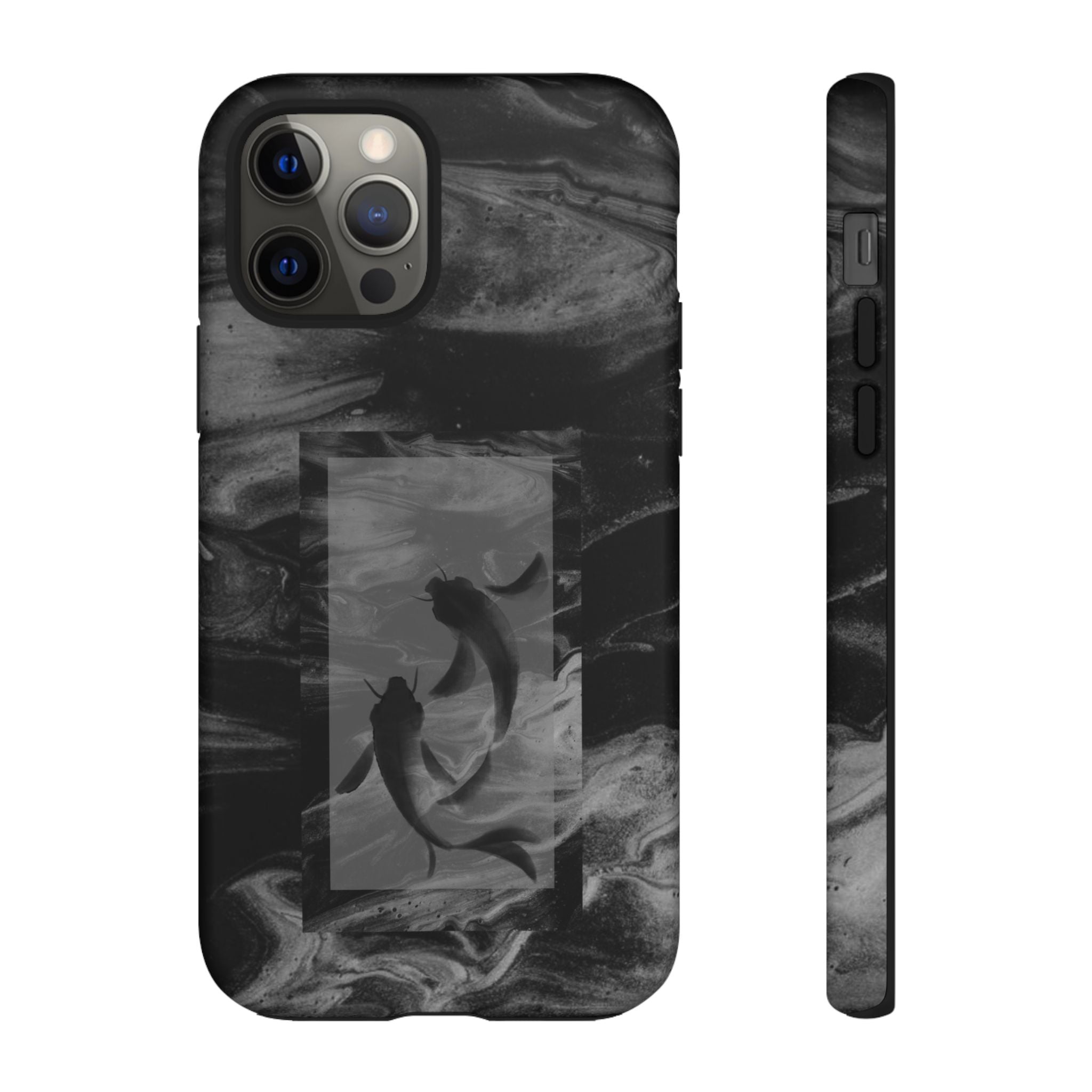 Koi Yin-Yang Marble Phone Case – Black Smoky Art Protection