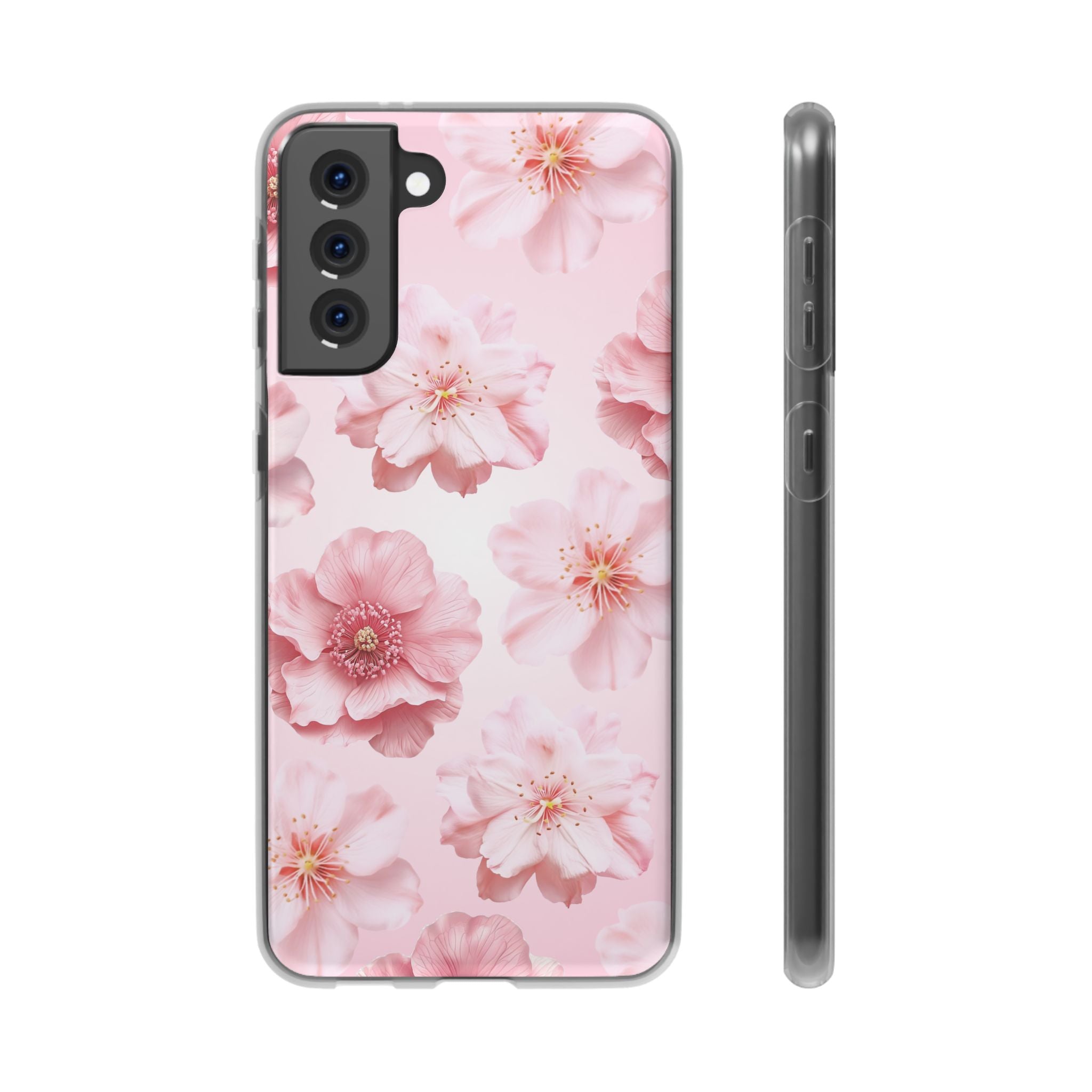 Pink Cherry Blossom Phone Case — Floral Slim Flexi Case for iPhone