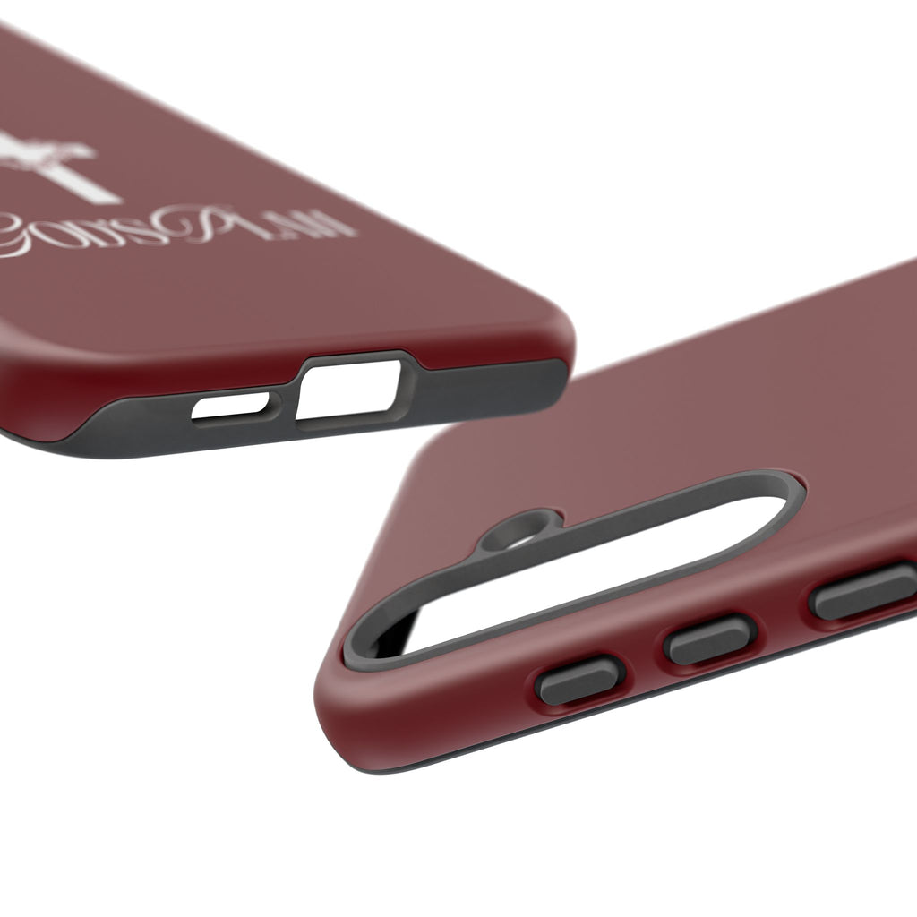 God's Plan — Christian Tough Phone Case | Cross Faith Burgundy Cover