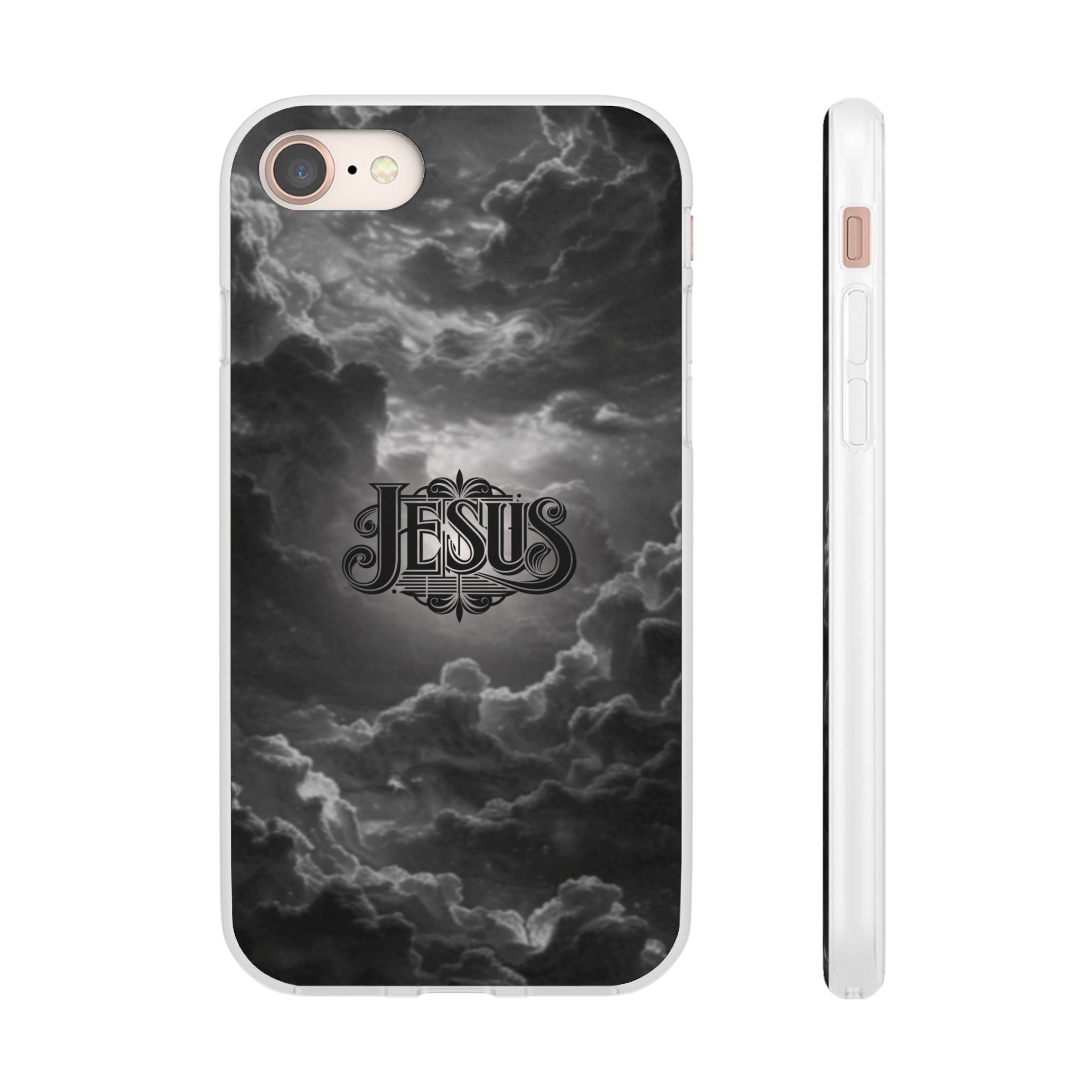 Jesus Cloud Phone Case — Faith-Inspired Flexi Case with 'Jesus' Script