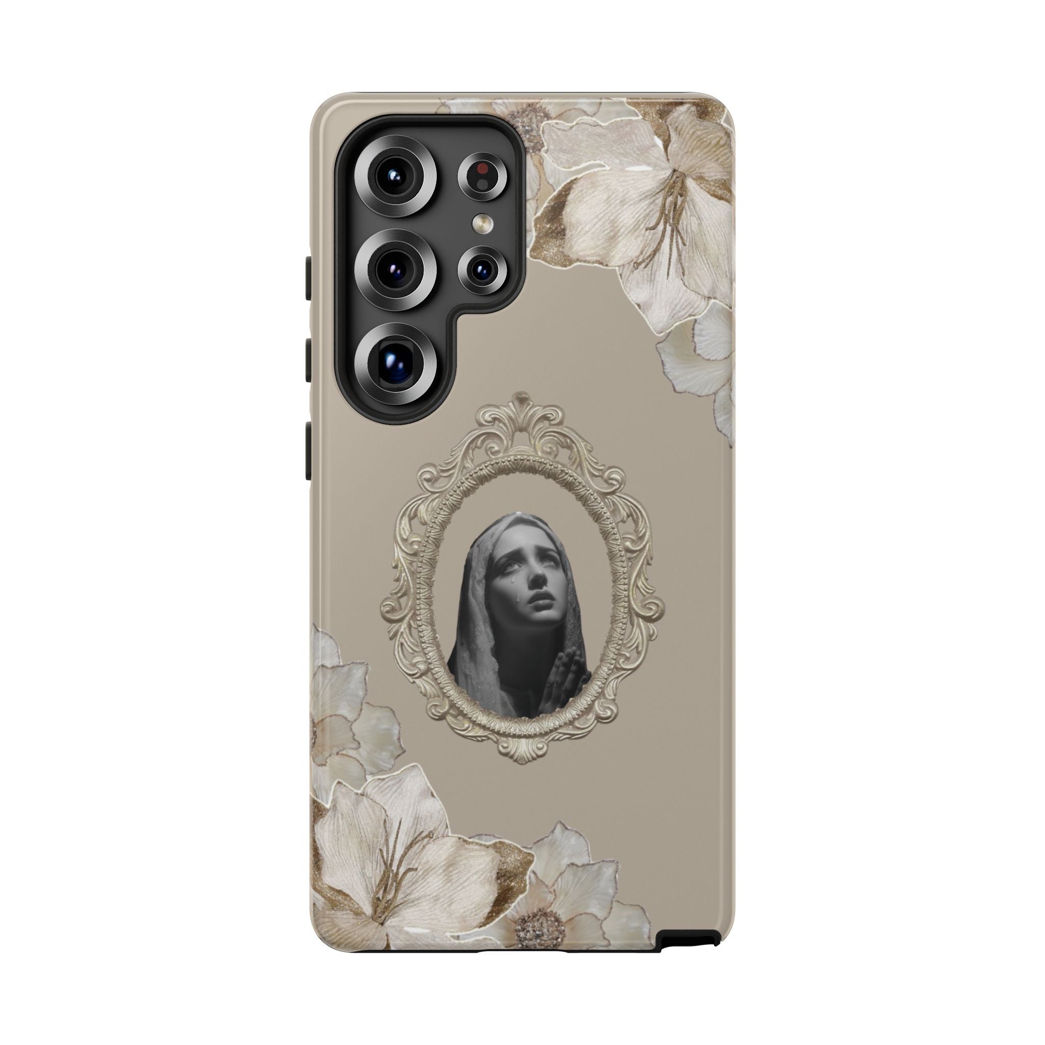 Vintage Floral Phone Case with Sacred Madonna Portrait