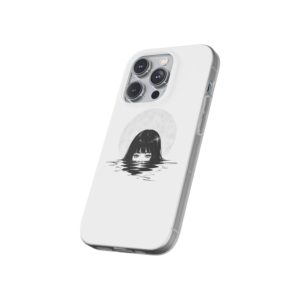 Minimalist Creepy Girl Moon Design