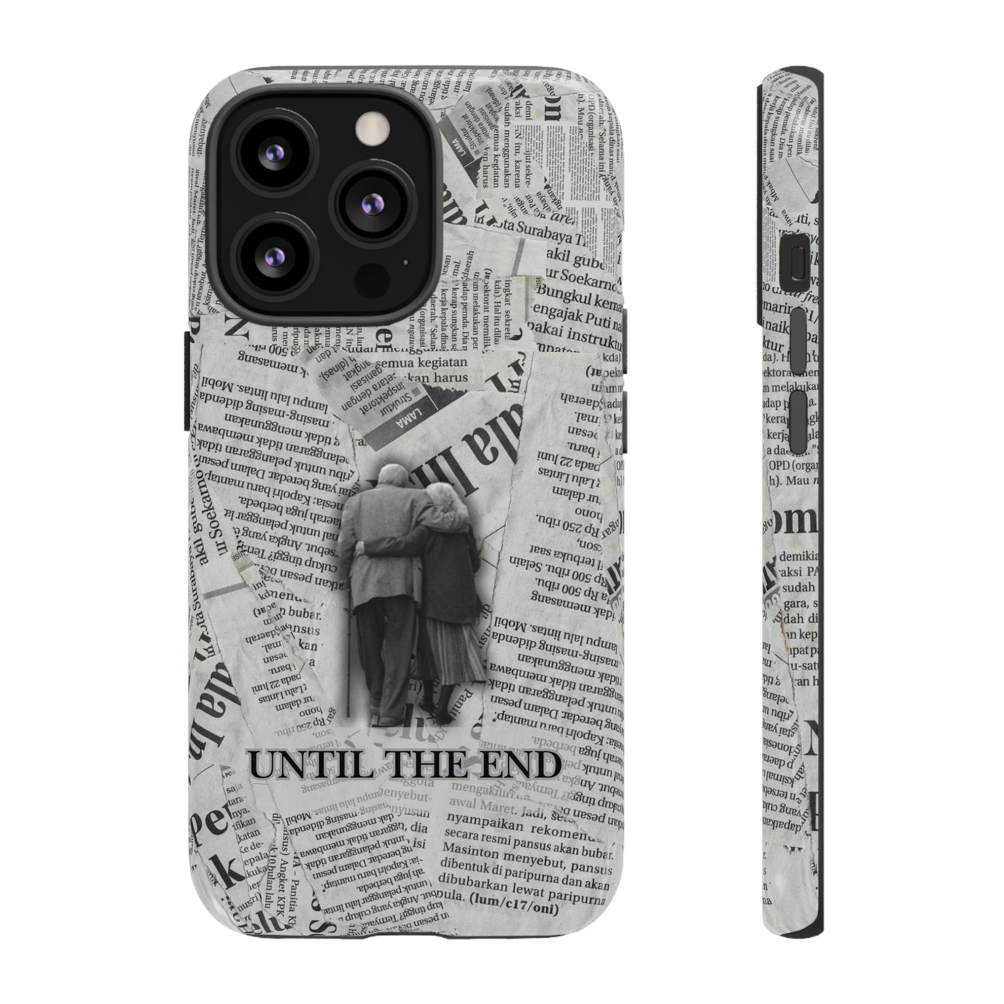 Until the End Newspaper Collage Phone Case