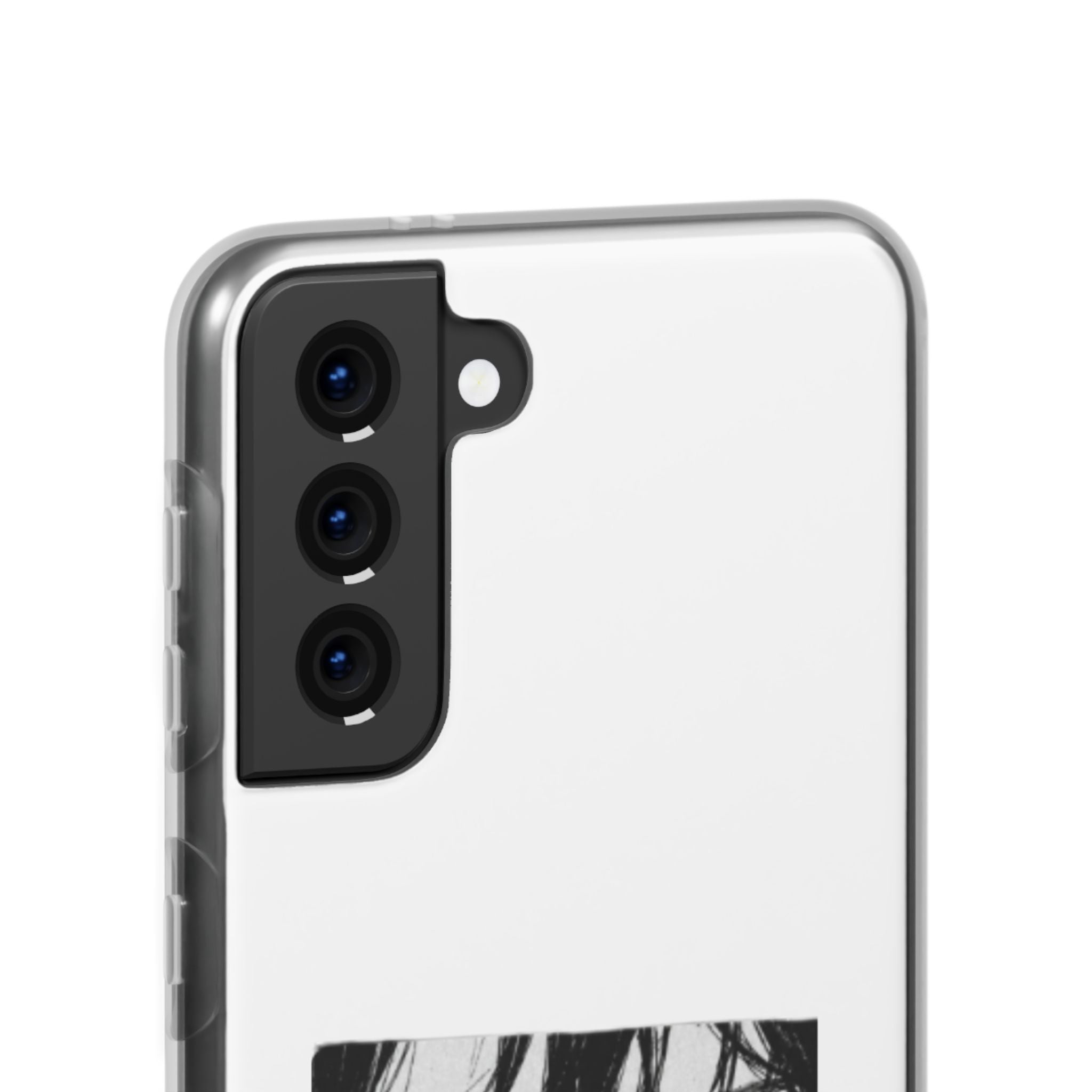 Anime Eyes Illustration Phone Case - Moody Black & White Flexi Case