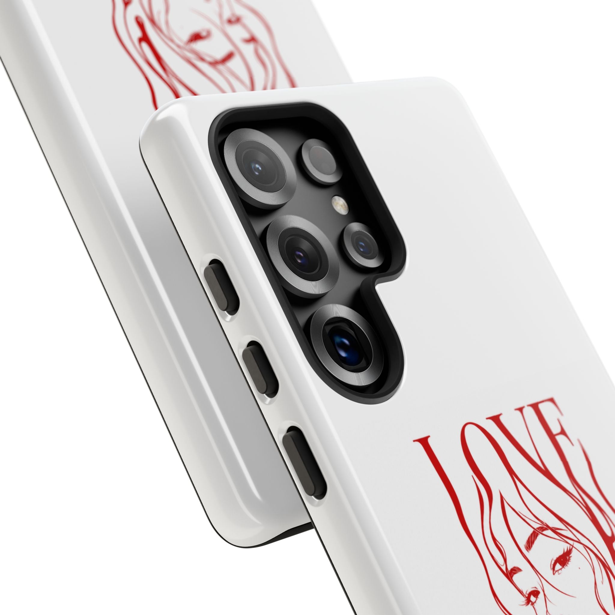 Red Line Art 'Love' Face Design - Tough Case