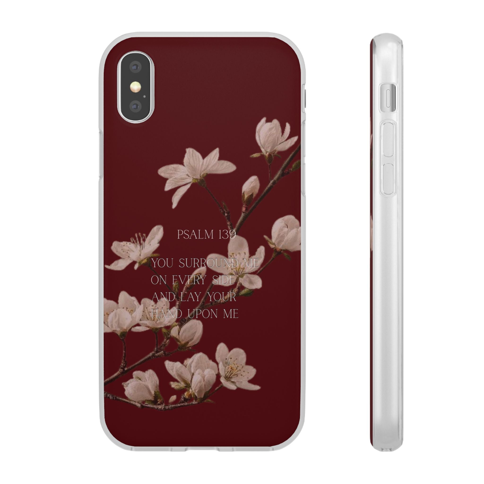 Floral Psalm Phone Case — Psalm 139 Scripture Cherry Blossom iPhone Cover