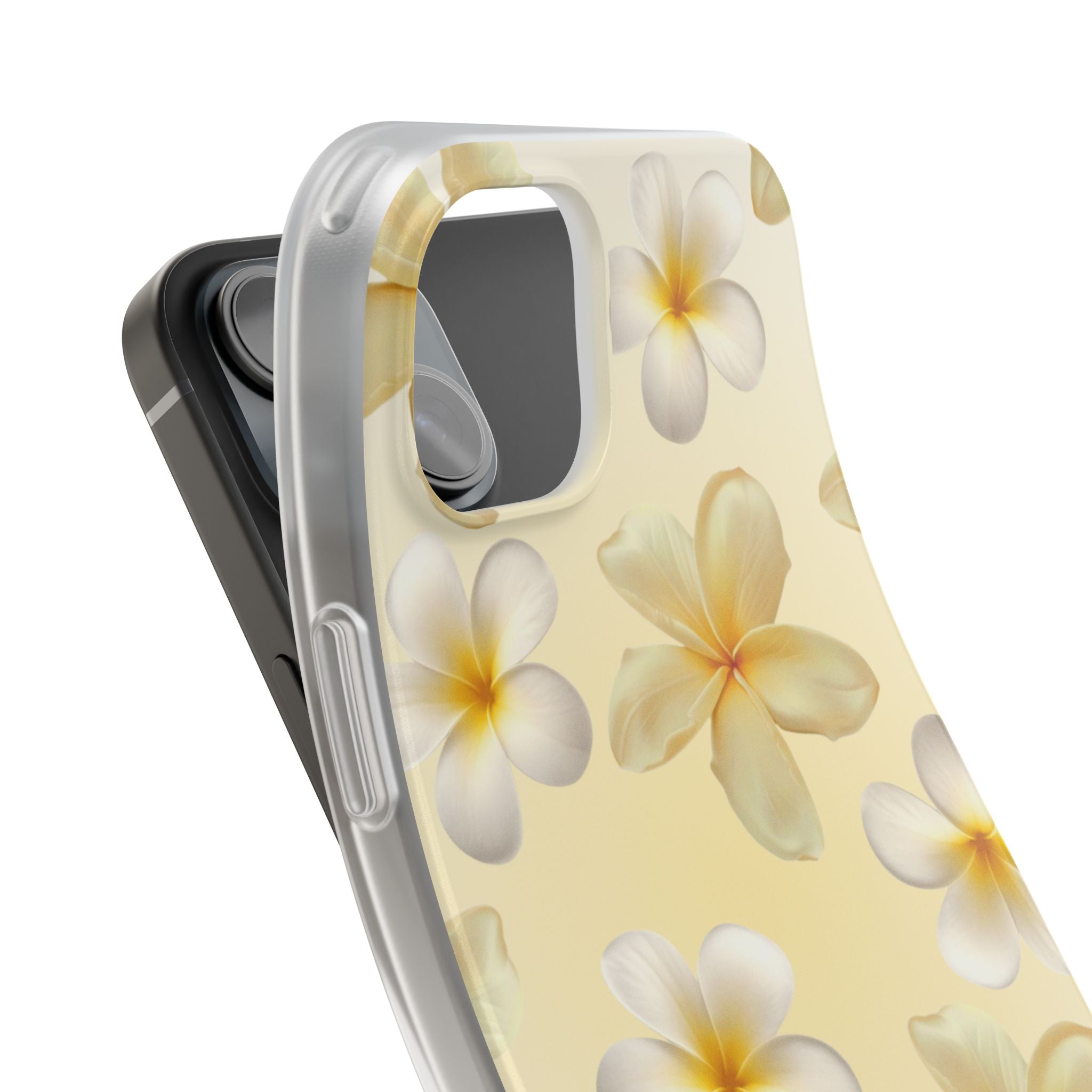 Plumeria Floral Flexi Phone Case — Tropical Yellow Flower Protective Cover