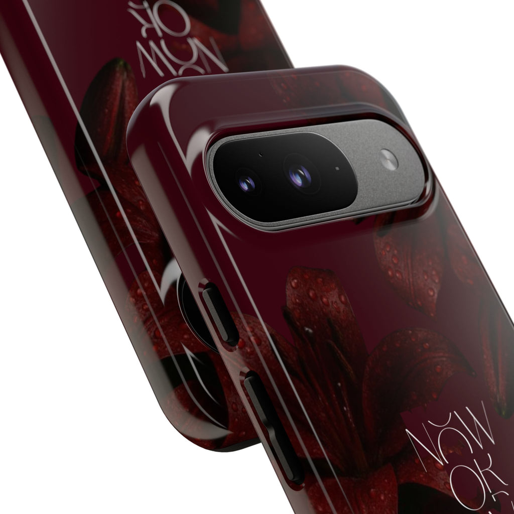 Tough Cases – Burgundy Floral “Now or Never” Protective Phone Case