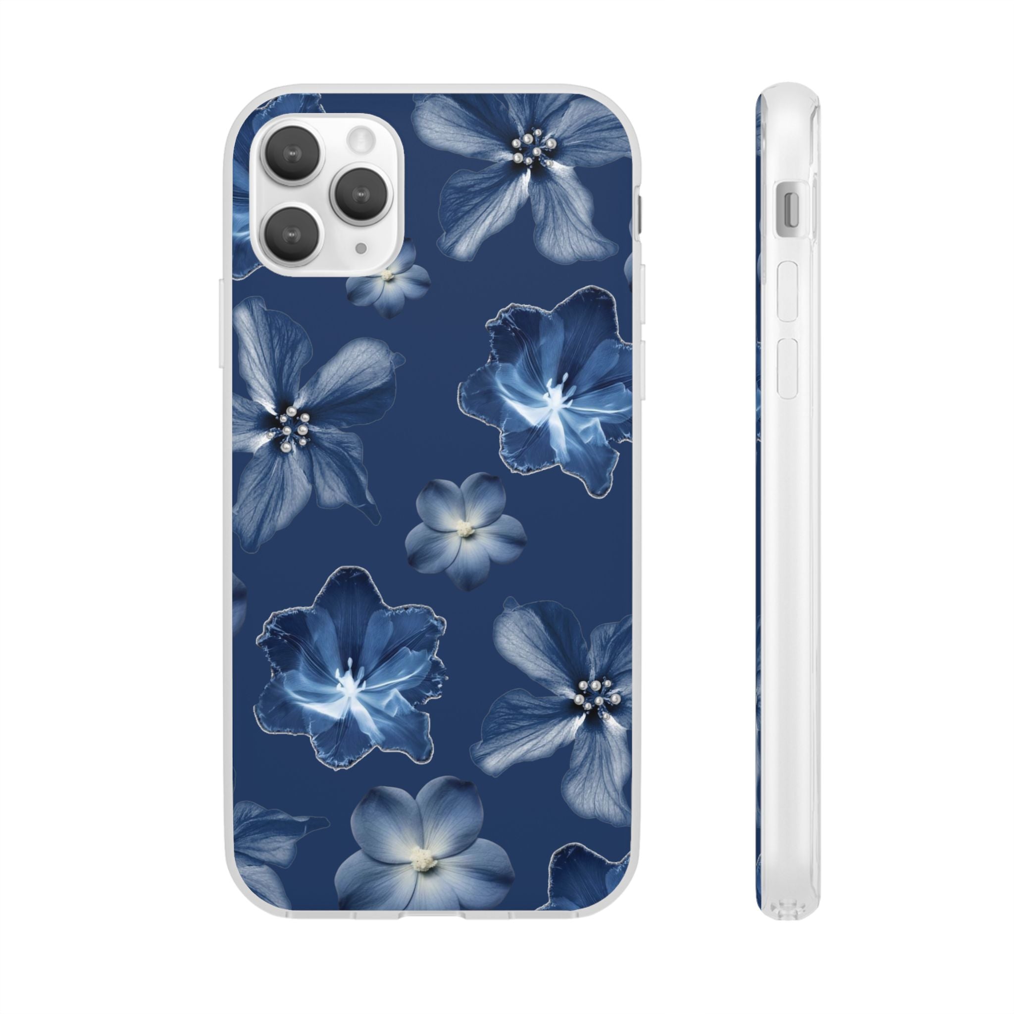 Floral Blue Phone Case — Navy Watercolor Blossom Flexi Case