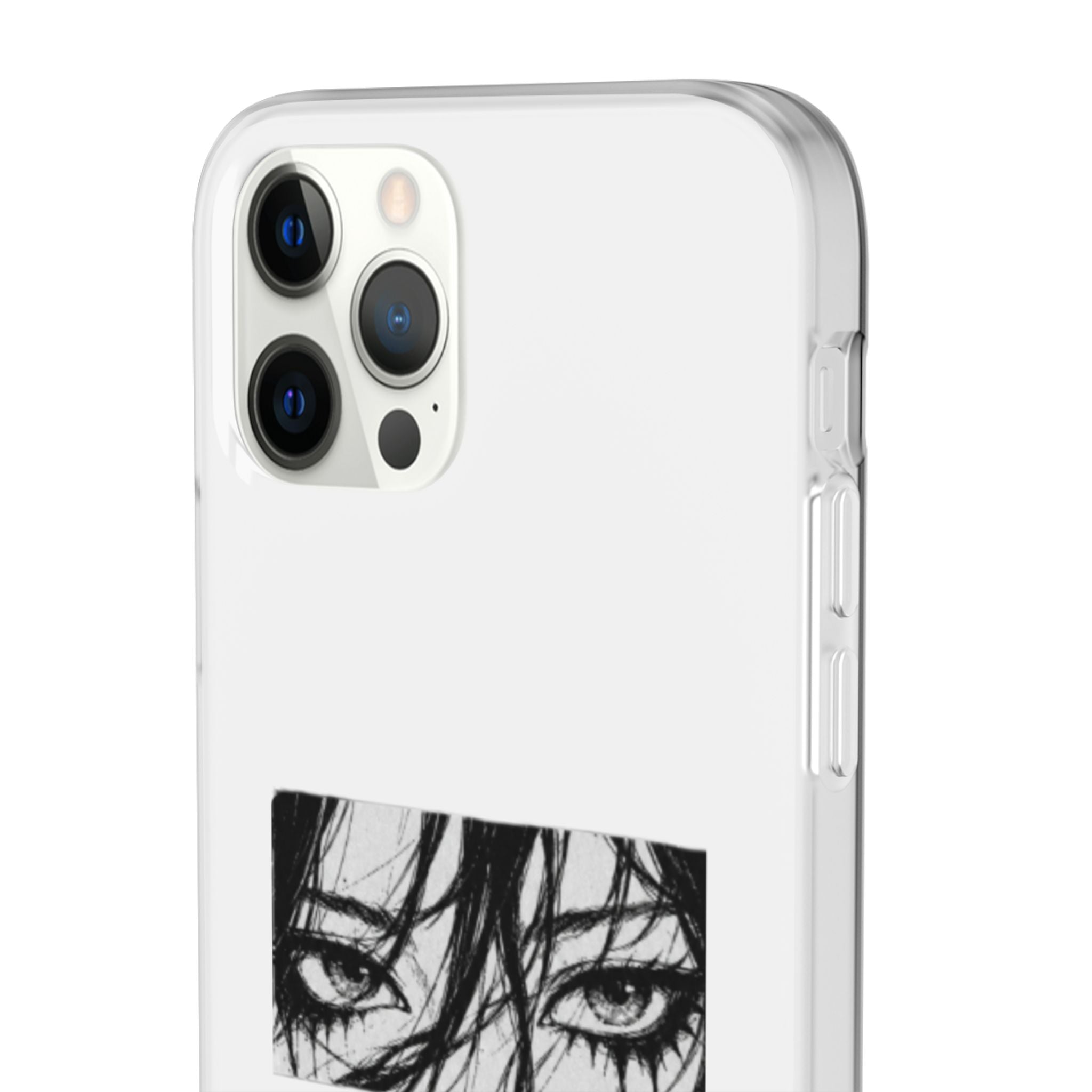 Anime Eyes Illustration Phone Case - Moody Black & White Flexi Case