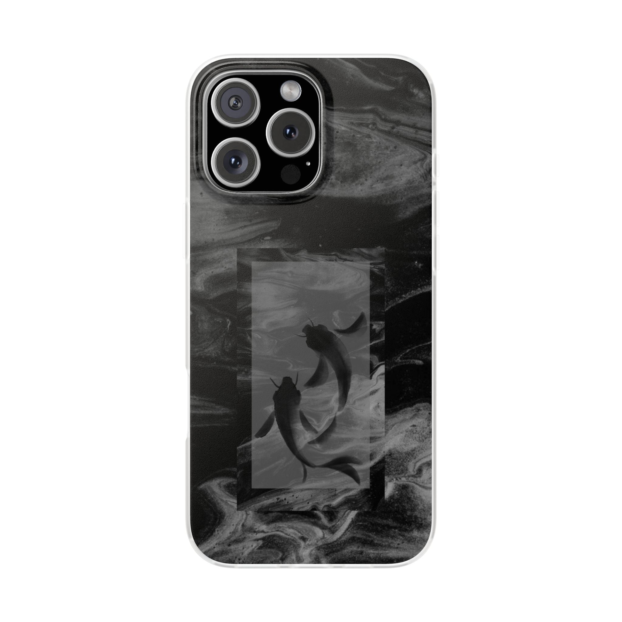 Black Koi Phone Case — Minimalist Monochrome Fish Design