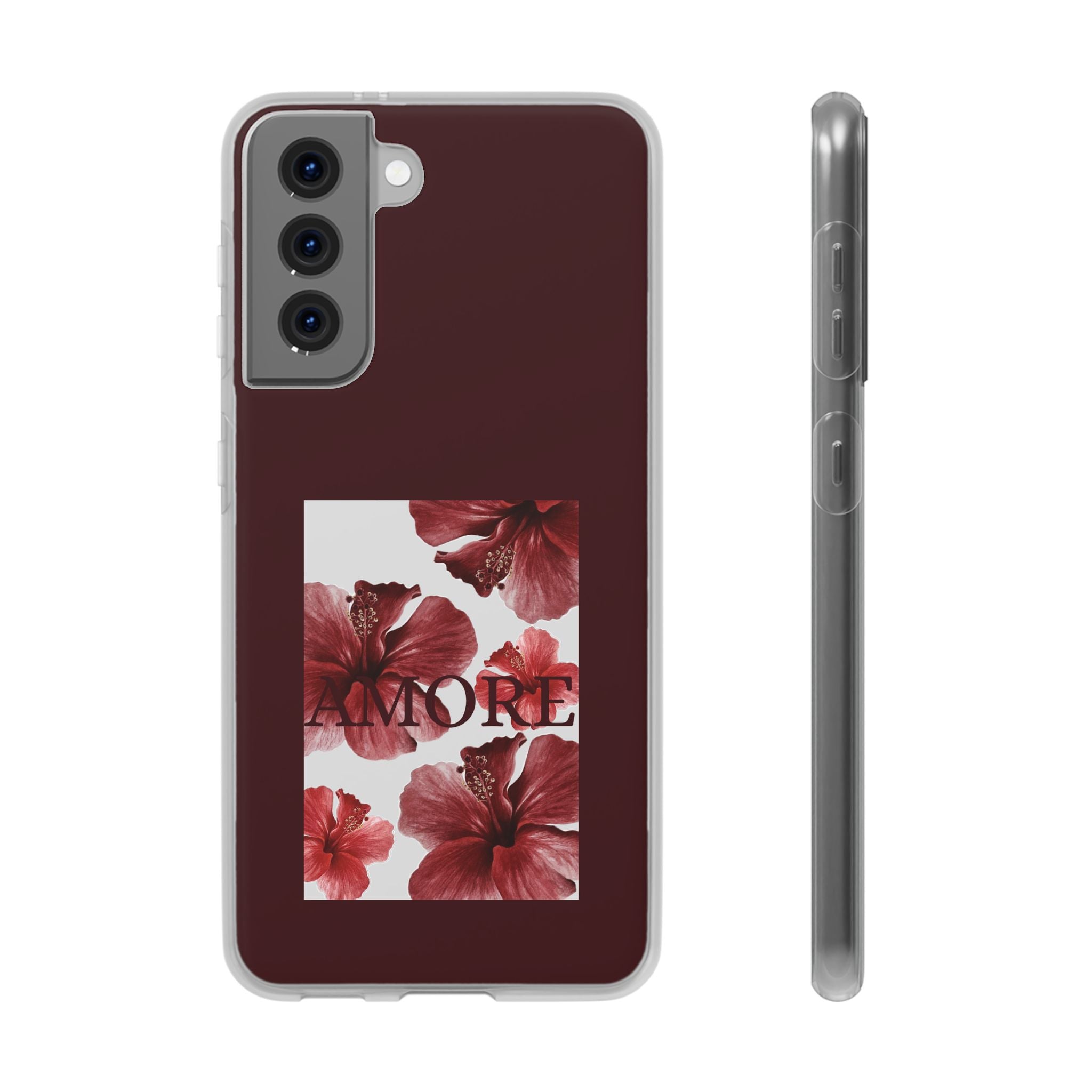 Floral Amore Phone Case — Burgundy Hibiscus Flexible Protection