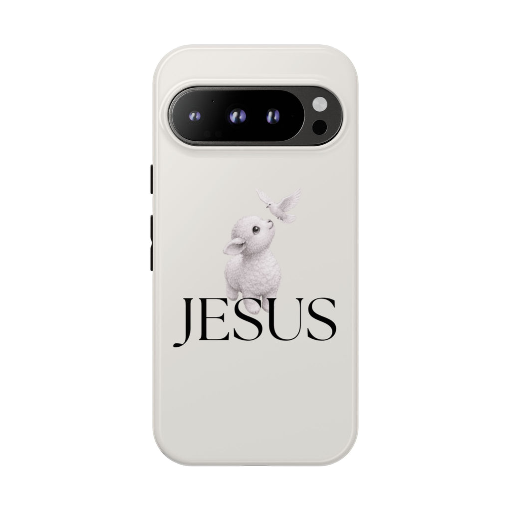 Jesus Lamb Phone Case - Christian Faith iPhone Case with Dove Design