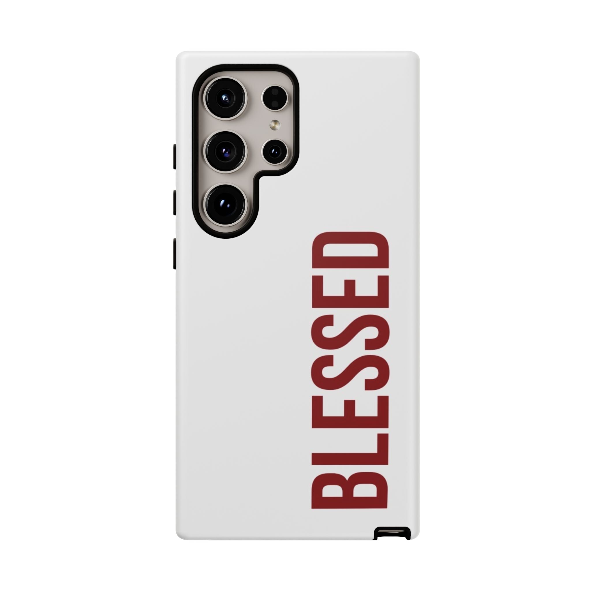 Blessed Vertical Phone Case — Protective Slim iPhone Cover with Red 'BLESSED' Text