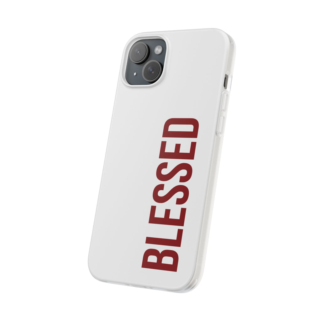 Blessed Phone Case — Vertical Red Typography Clear Flexi Case