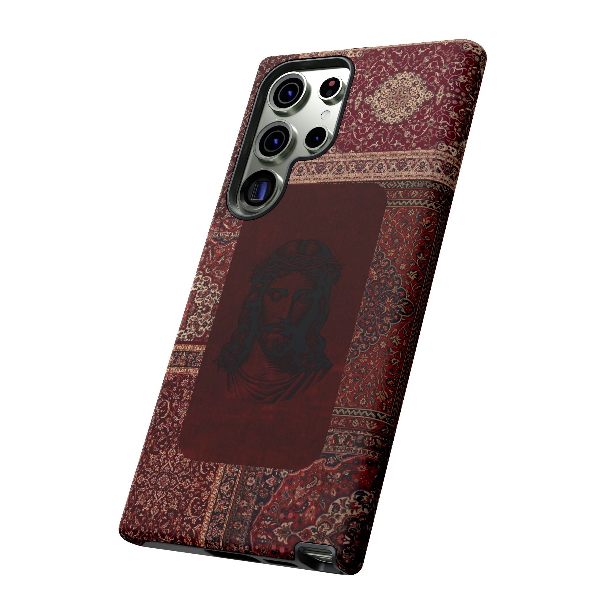 Religious Vintage Rug Phone Case — Jesus Portrait Tough Case