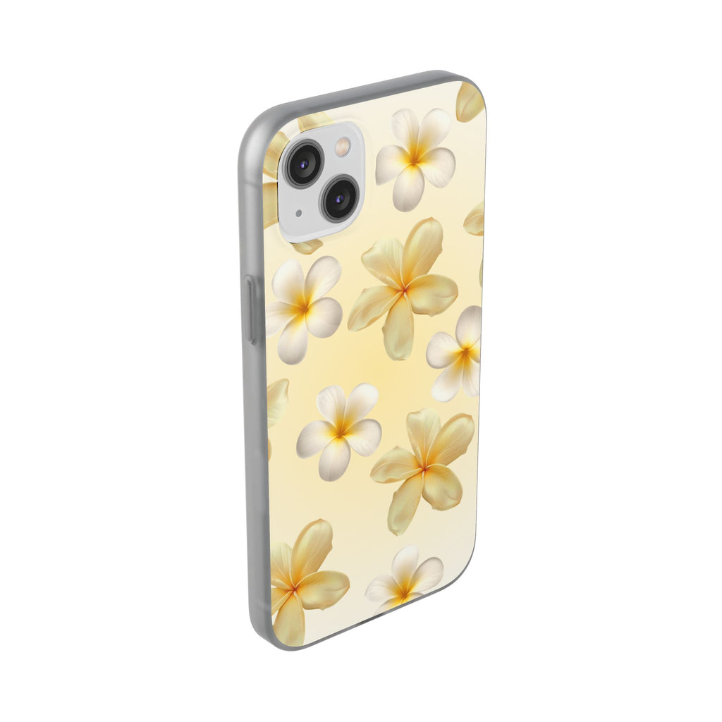 Plumeria Floral Flexi Phone Case — Tropical Yellow Flower Protective Cover