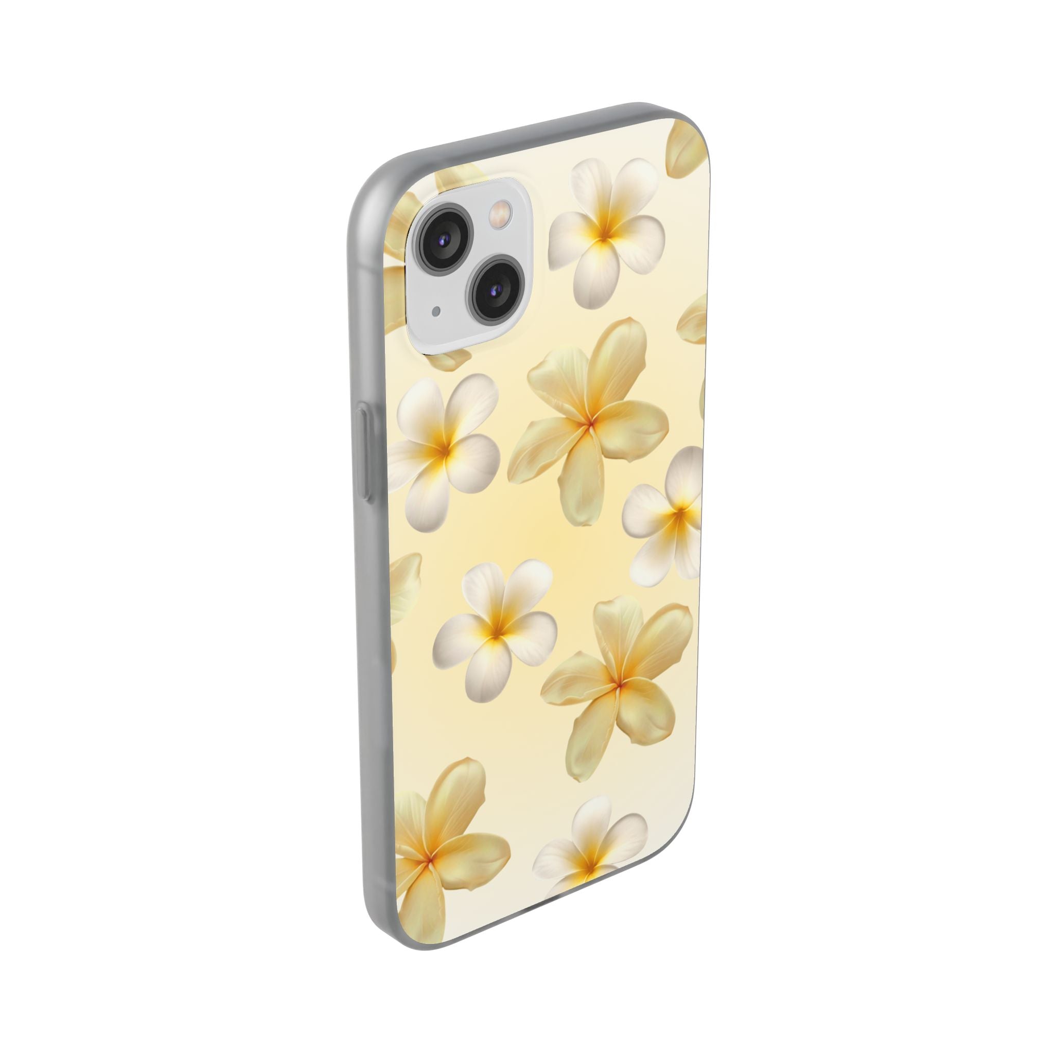Plumeria Floral Flexi Phone Case — Tropical Yellow Flower Protective Cover
