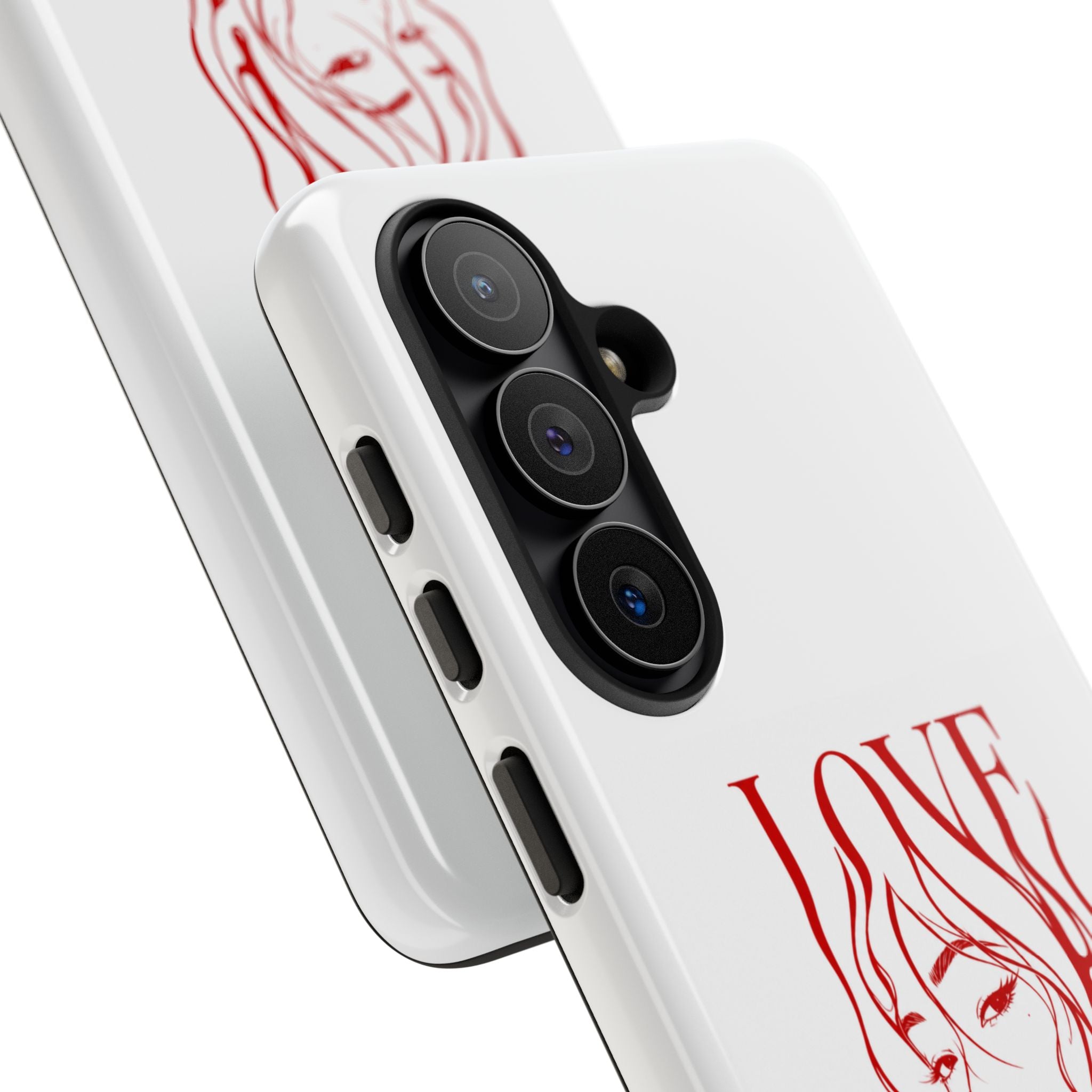 Red Line Art 'Love' Face Design - Tough Case