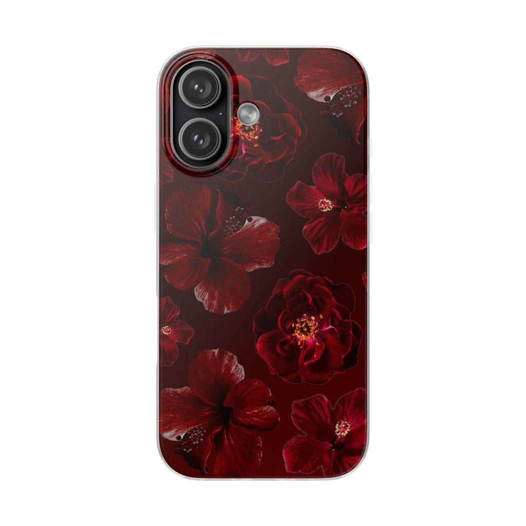 Red Floral Flexi Case — Dark Rose Phone Case