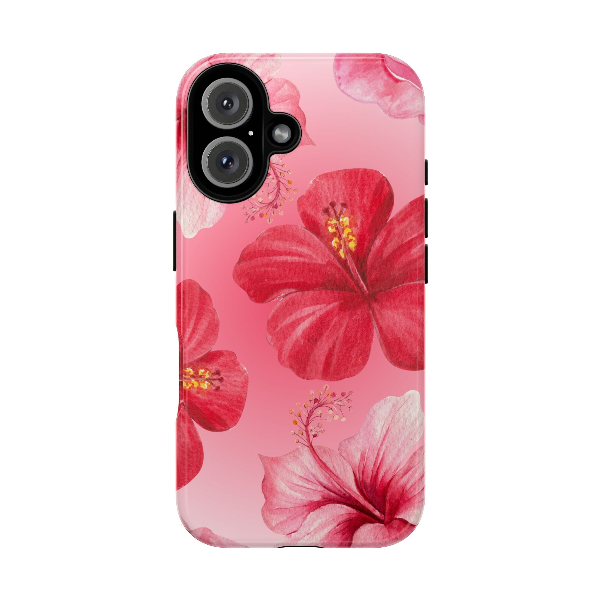 Hibiscus Pink Tough Phone Case — Floral Tropical Protective Cover