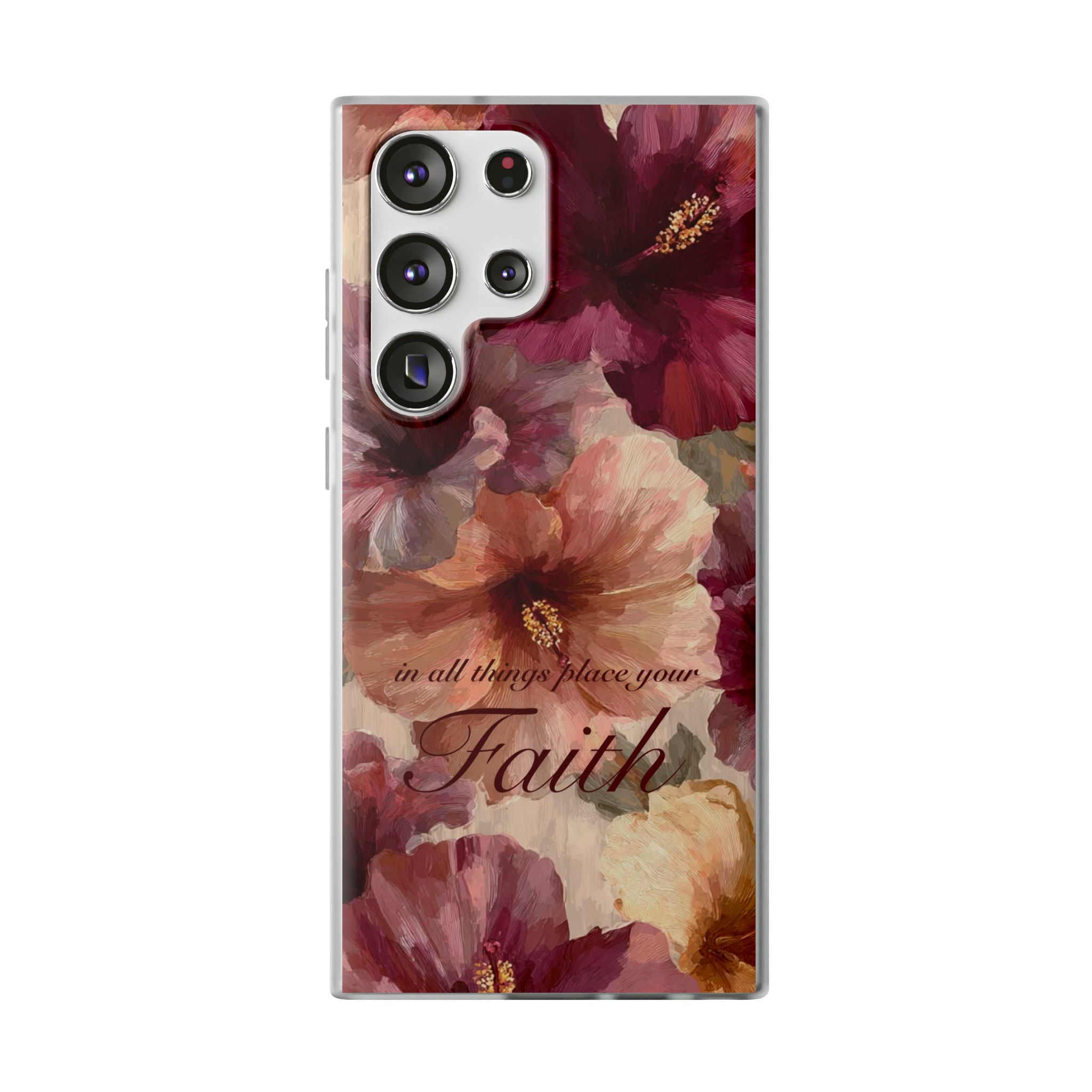Faith Floral Phone Case – Inspirational Hibiscus Art Protective Cover