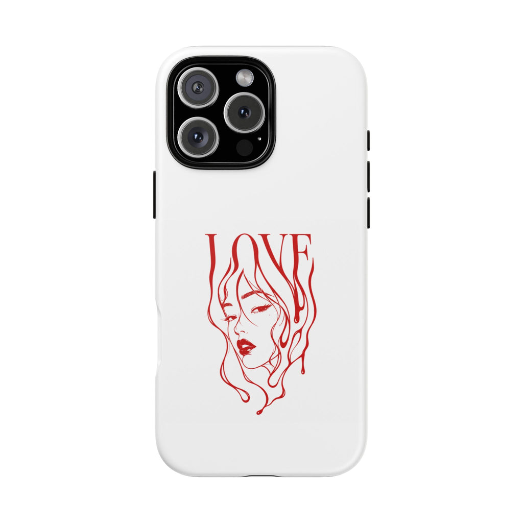 Red Line Art 'Love' Face Design - Tough Case