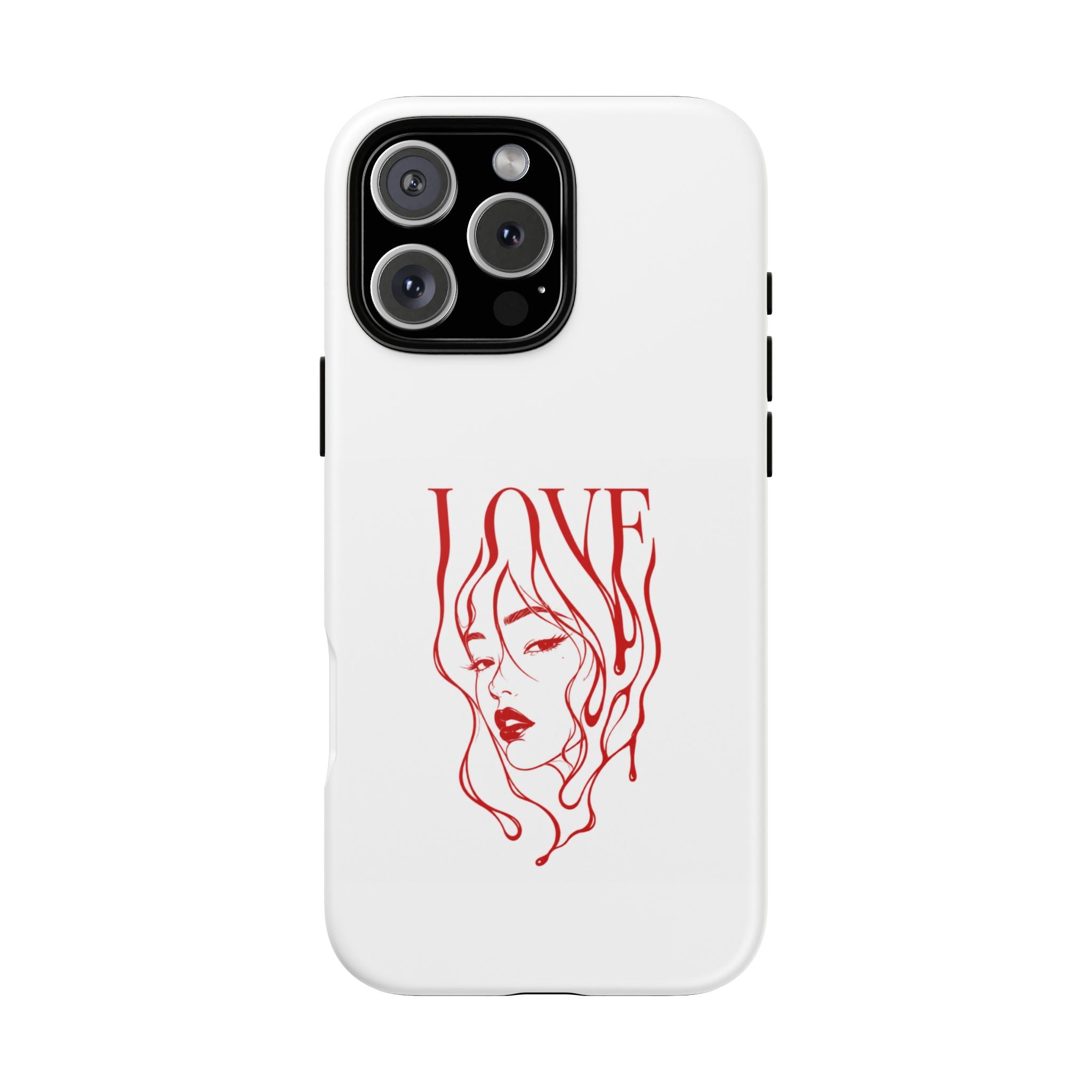 Red Line Art 'Love' Face Design - Tough Case