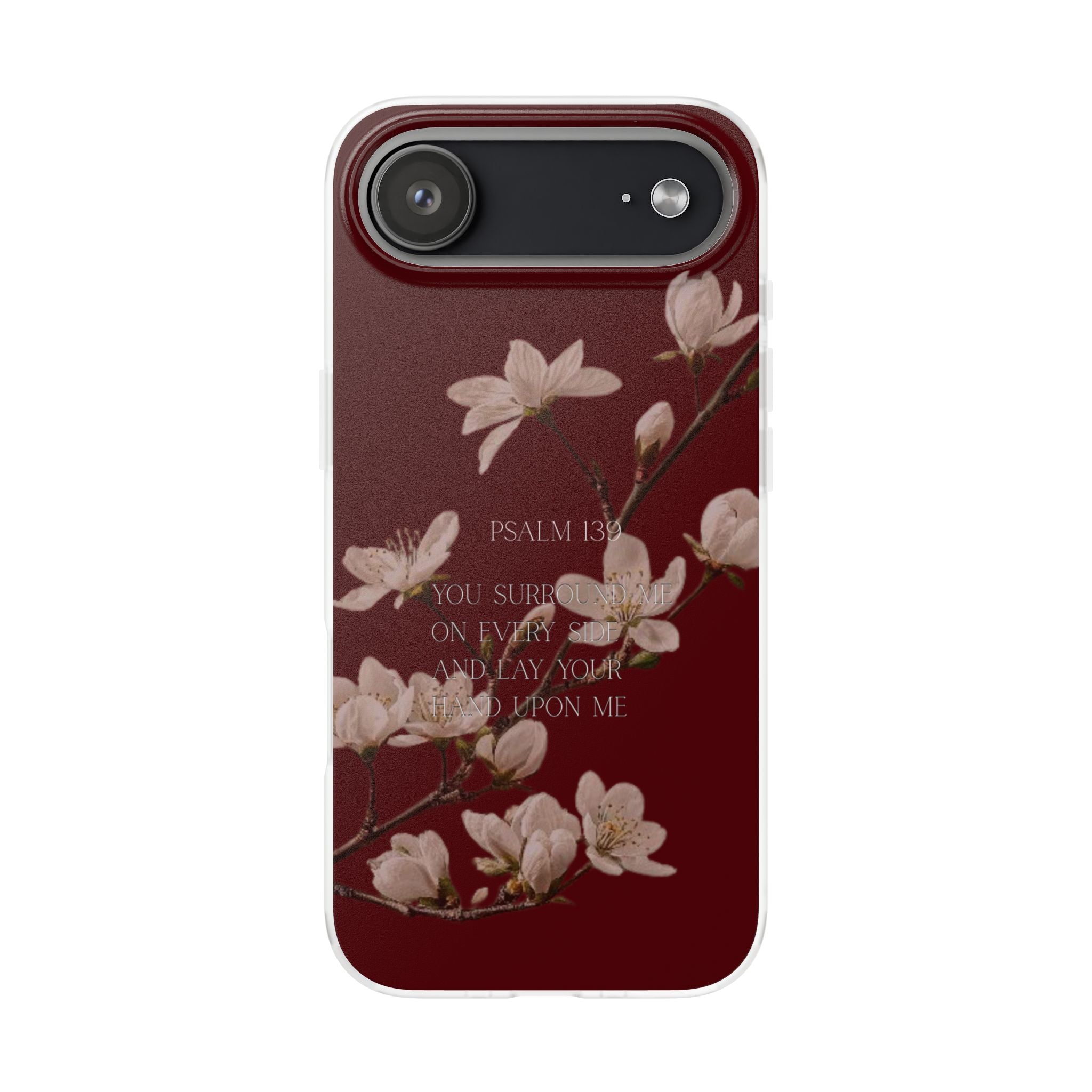 Floral Psalm Phone Case — Psalm 139 Scripture Cherry Blossom iPhone Cover