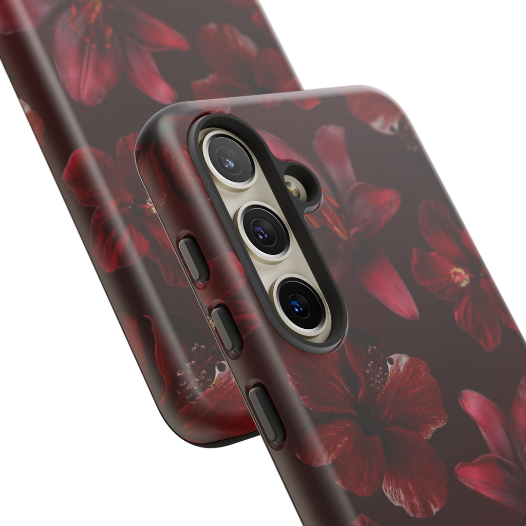 Tough Cases - Dark Red Floral Phone Case