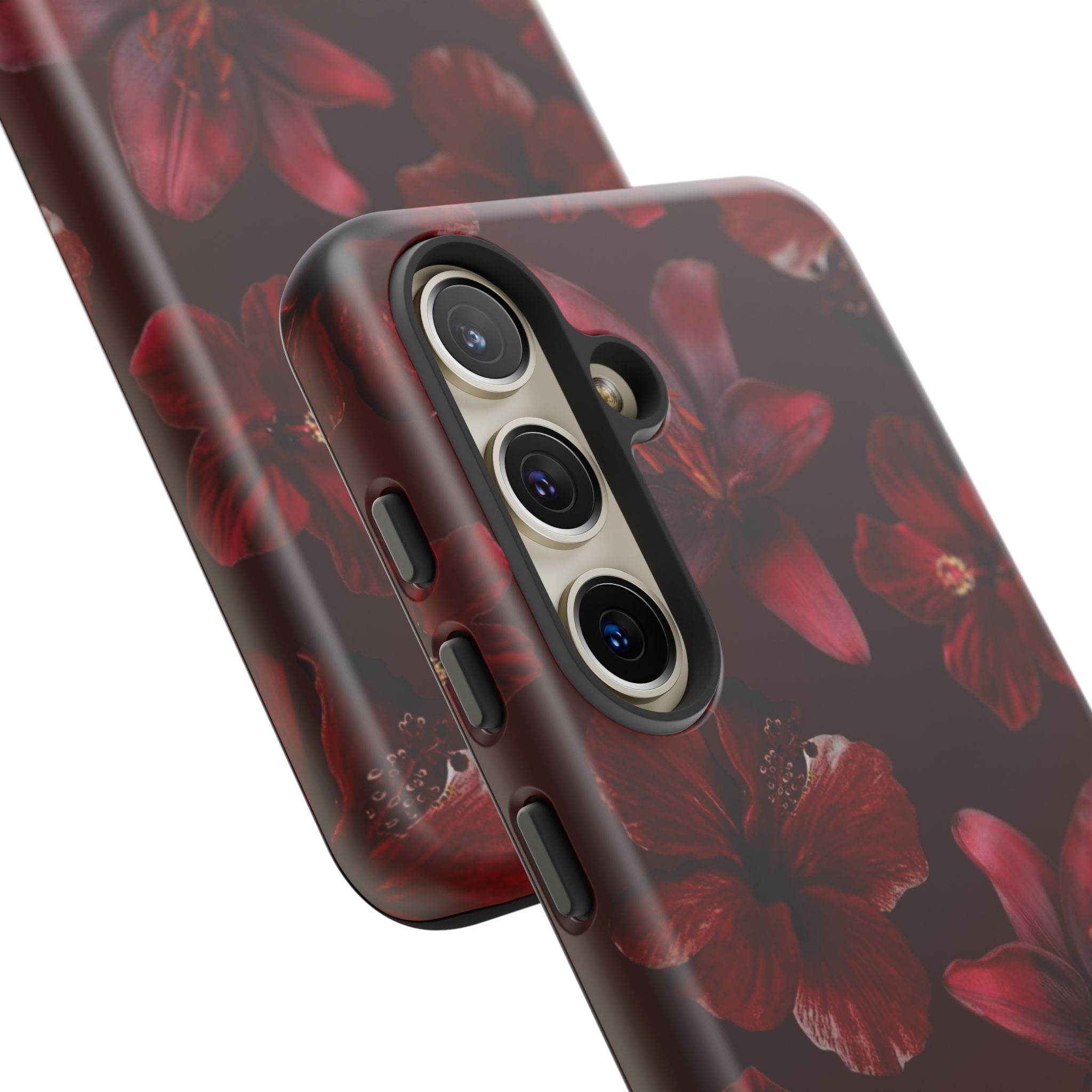 Tough Cases - Dark Red Floral Phone Case
