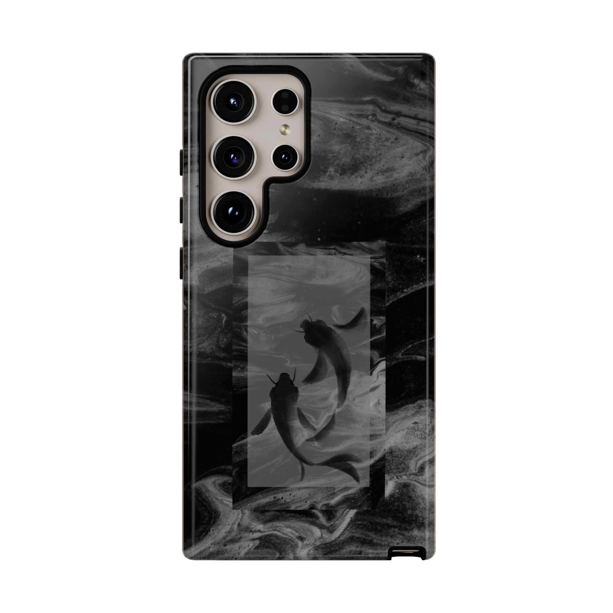 Koi Yin-Yang Marble Phone Case – Black Smoky Art Protection