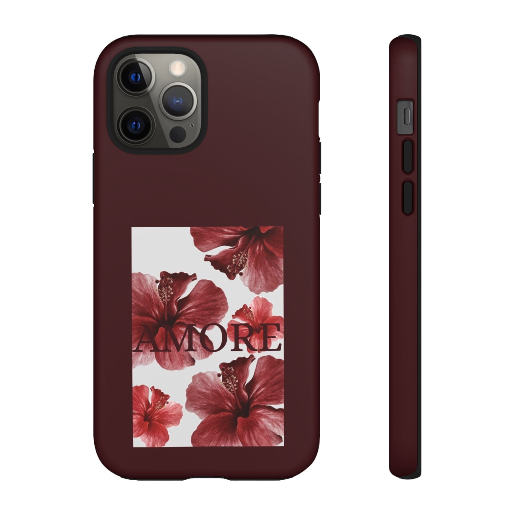 Amore Floral Phone Case — Burgundy Tough Protective Cover