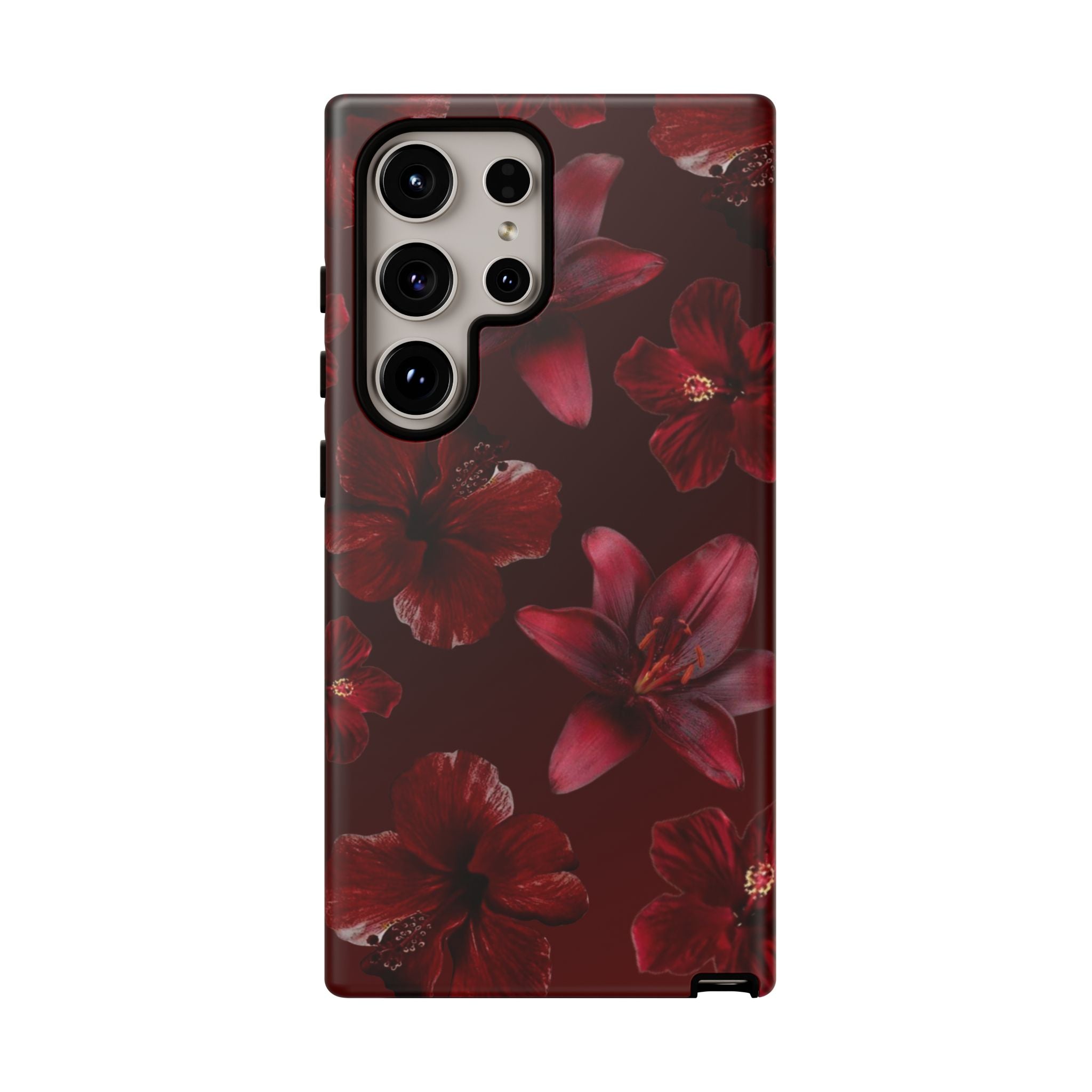 Tough Cases - Dark Red Floral Phone Case