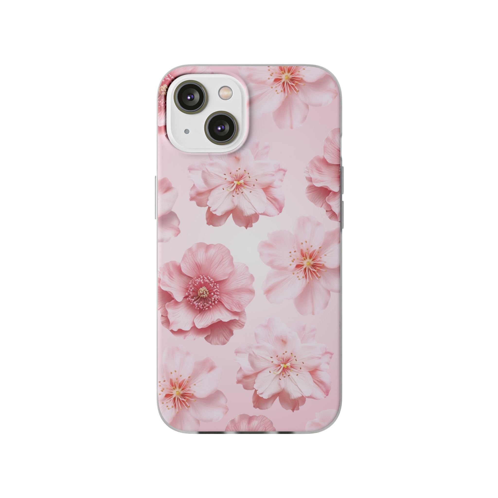 Pink Cherry Blossom Phone Case — Floral Slim Flexi Case for iPhone