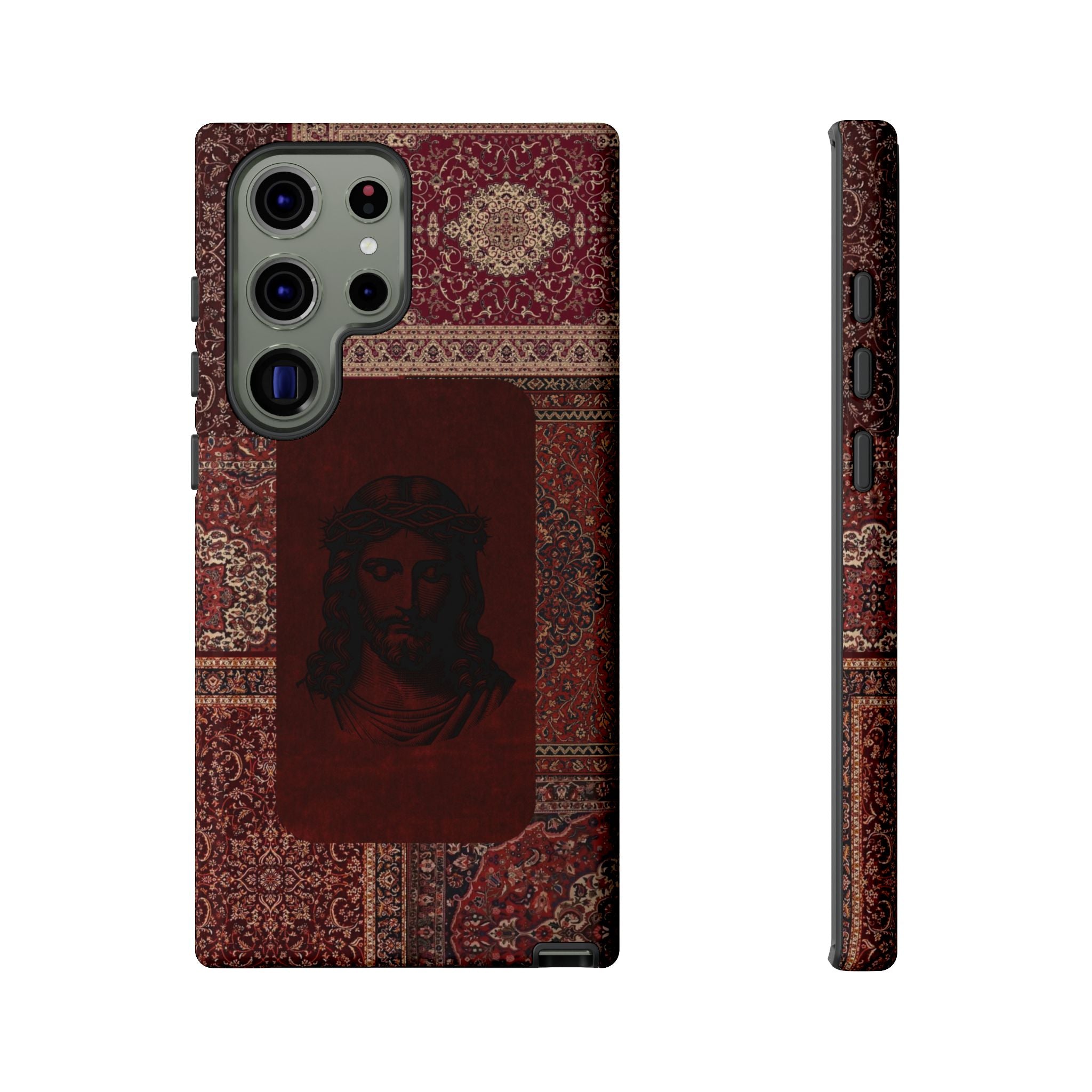 Religious Vintage Rug Phone Case — Jesus Portrait Tough Case