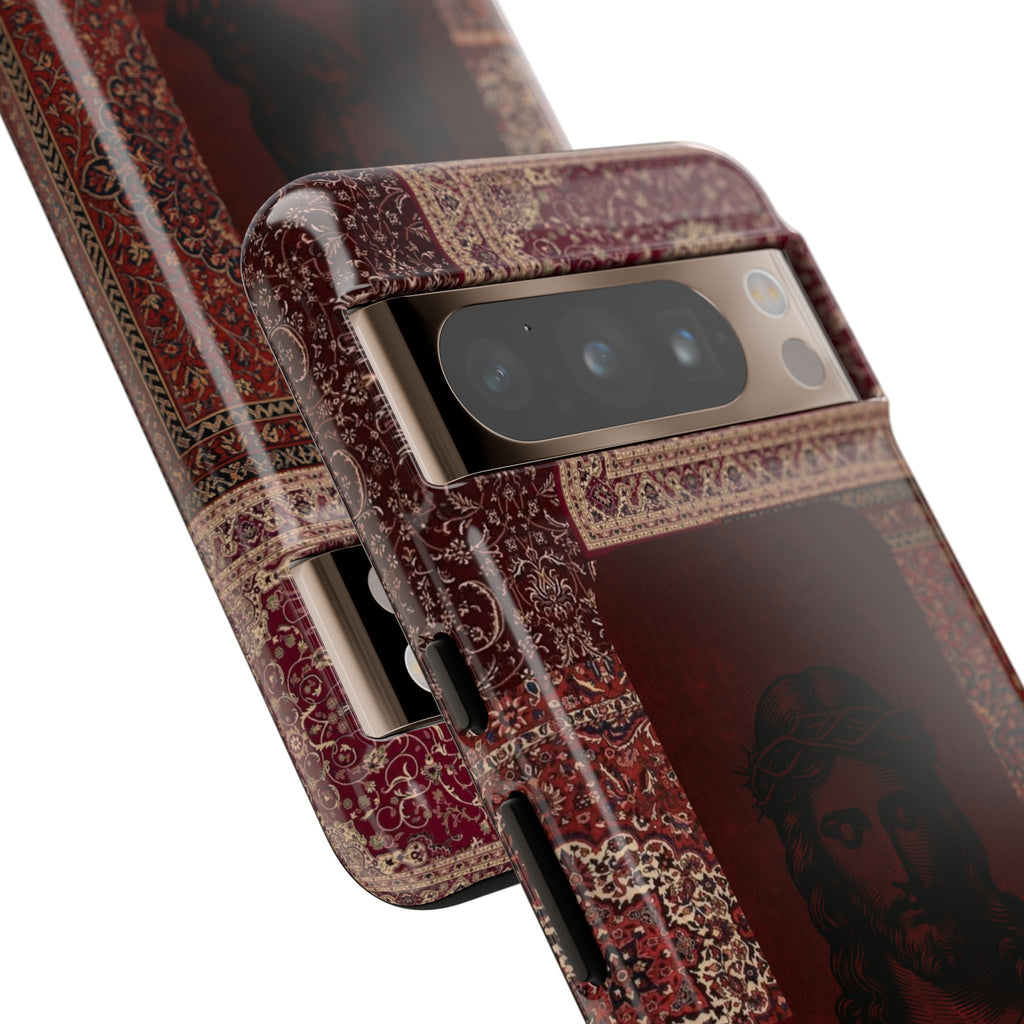 Religious Vintage Rug Phone Case — Jesus Portrait Tough Case