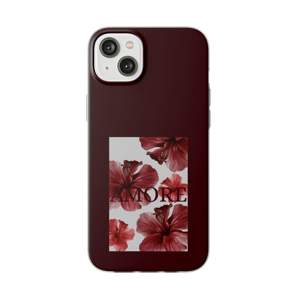 Floral Amore Phone Case — Burgundy Hibiscus Flexible Protection