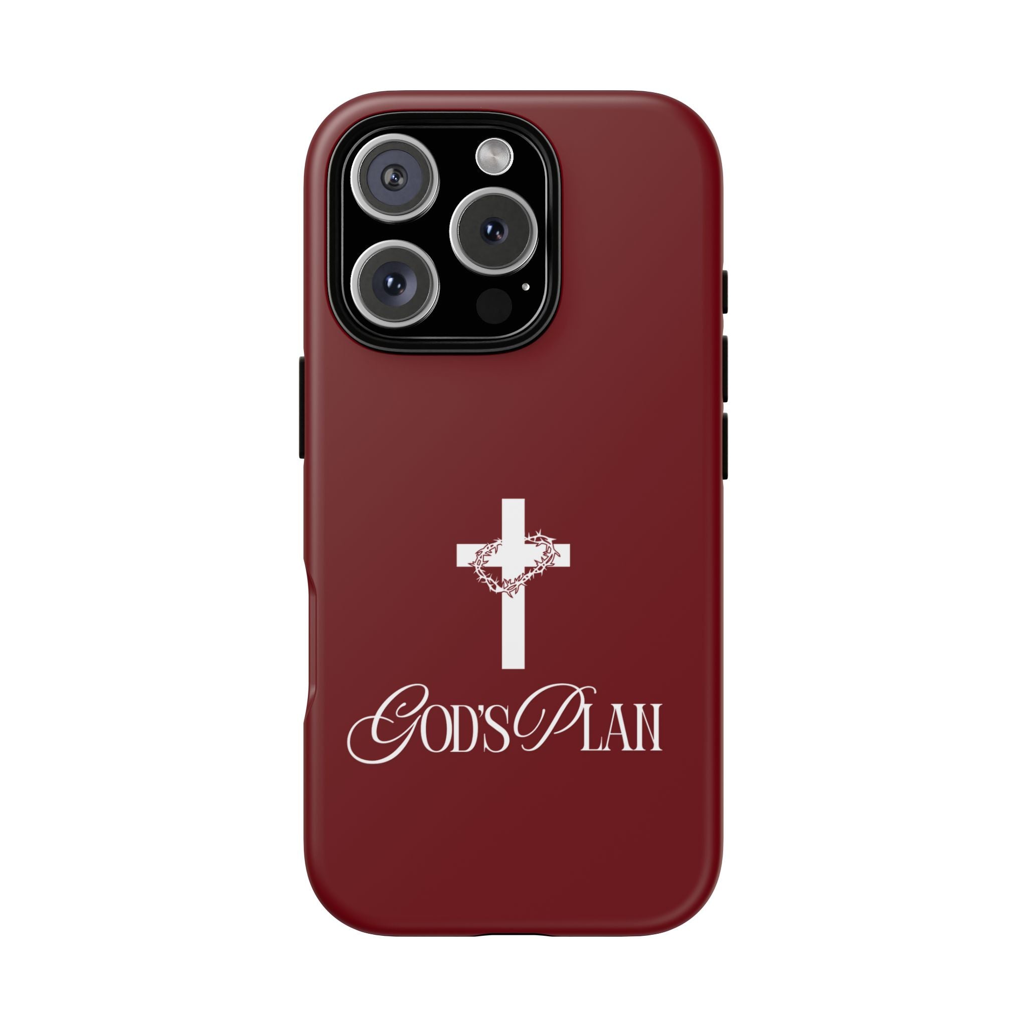 God's Plan — Christian Tough Phone Case | Cross Faith Burgundy Cover