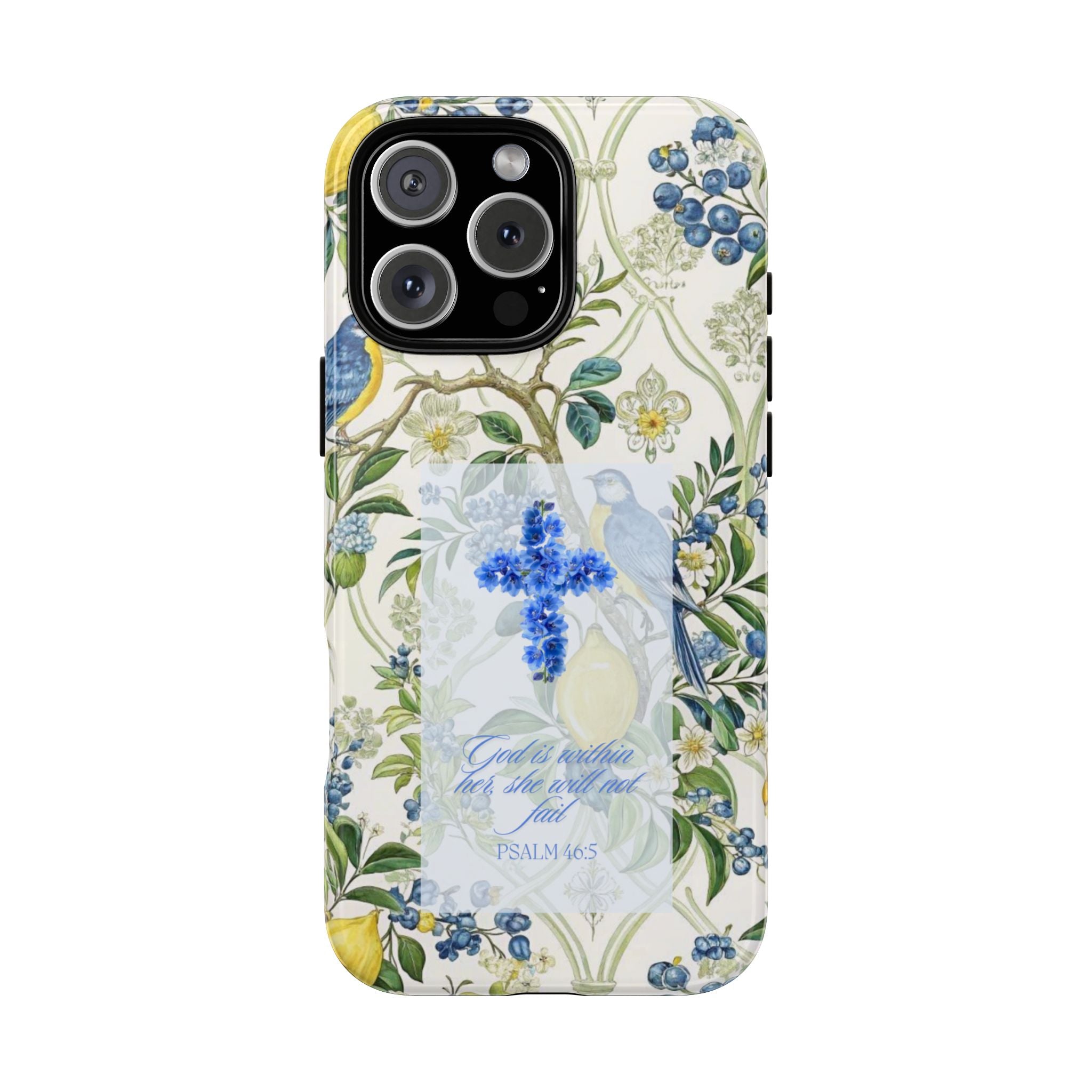 Floral Cross Tough Phone Case — Psalms Blessing Protective Cover