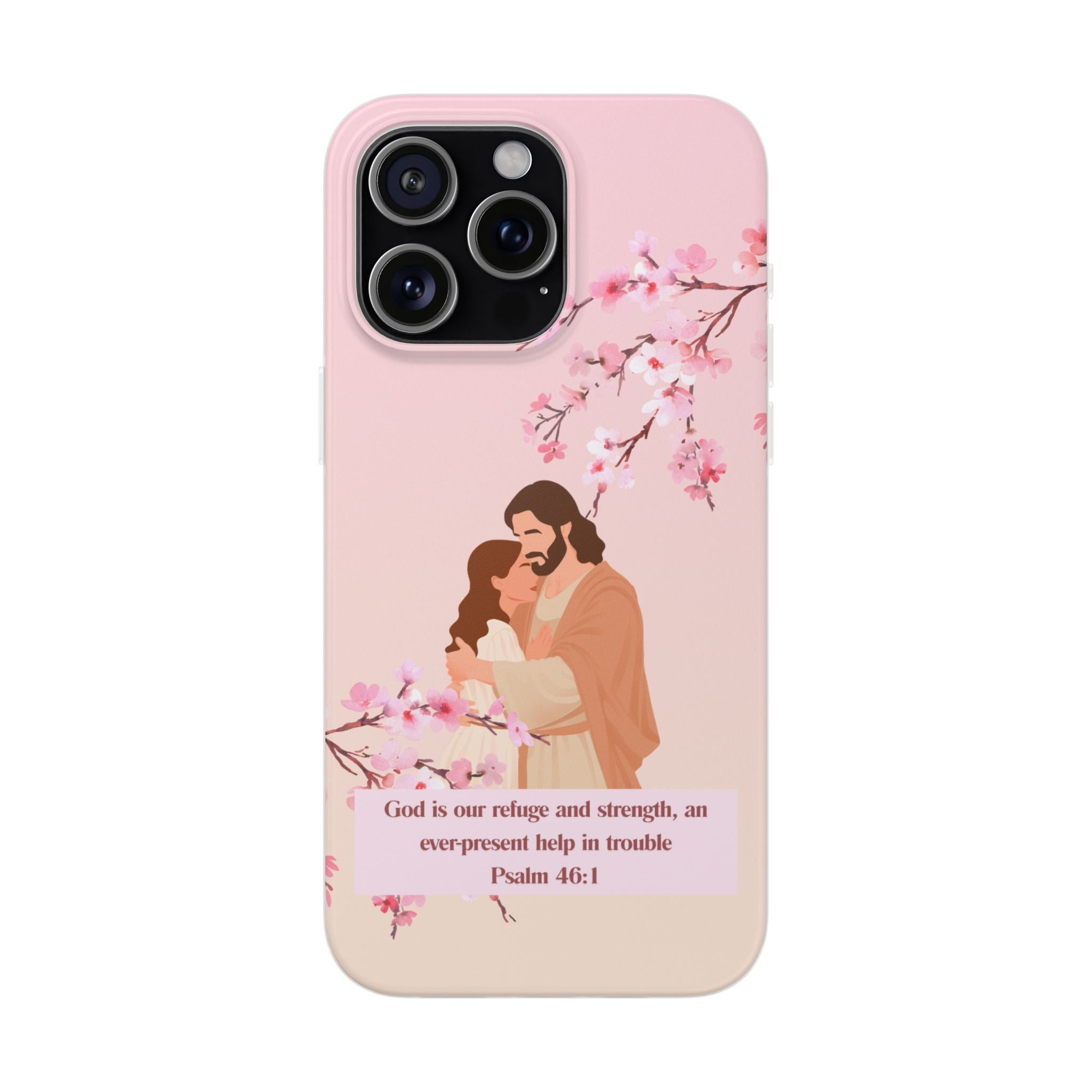 God Is Our Refuge – Psalm 46:1 Cherry Blossom Christian Flexi Phone Case