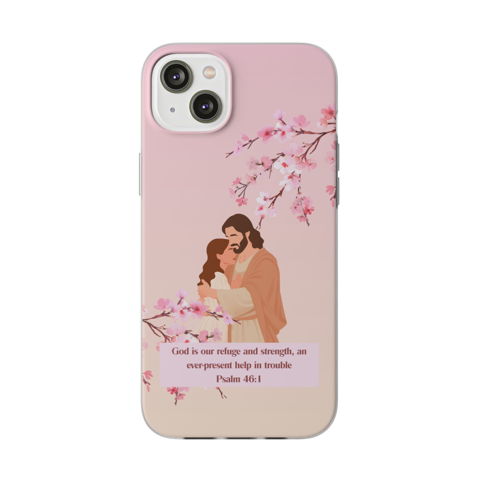 God Is Our Refuge – Psalm 46:1 Cherry Blossom Christian Flexi Phone Case