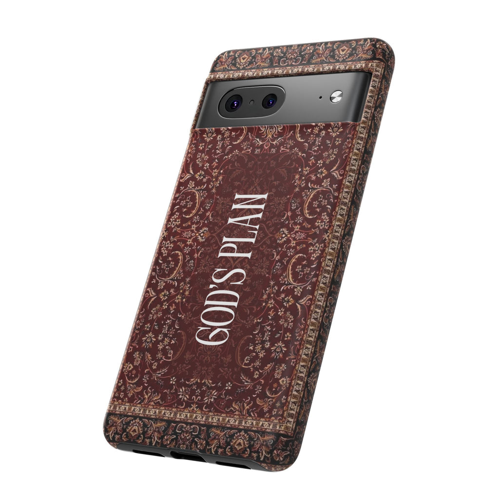 God's Plan — Vintage Tapestry Christian Tough Phone Case | Boho Faith Cover