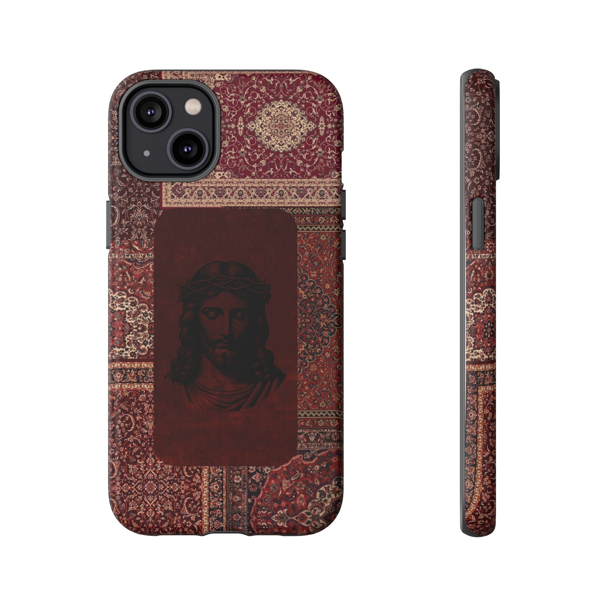 Religious Vintage Rug Phone Case — Jesus Portrait Tough Case