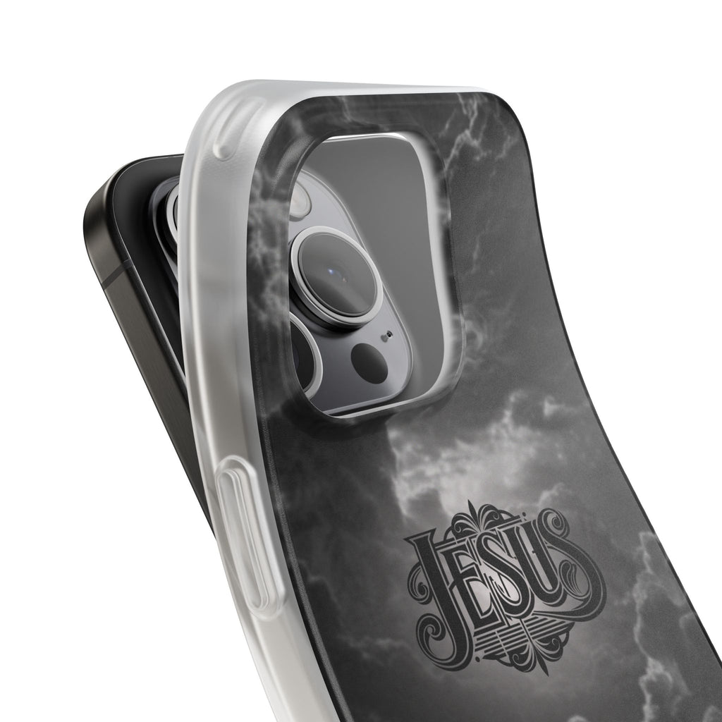 Jesus Cloud Phone Case — Faith-Inspired Flexi Case with 'Jesus' Script