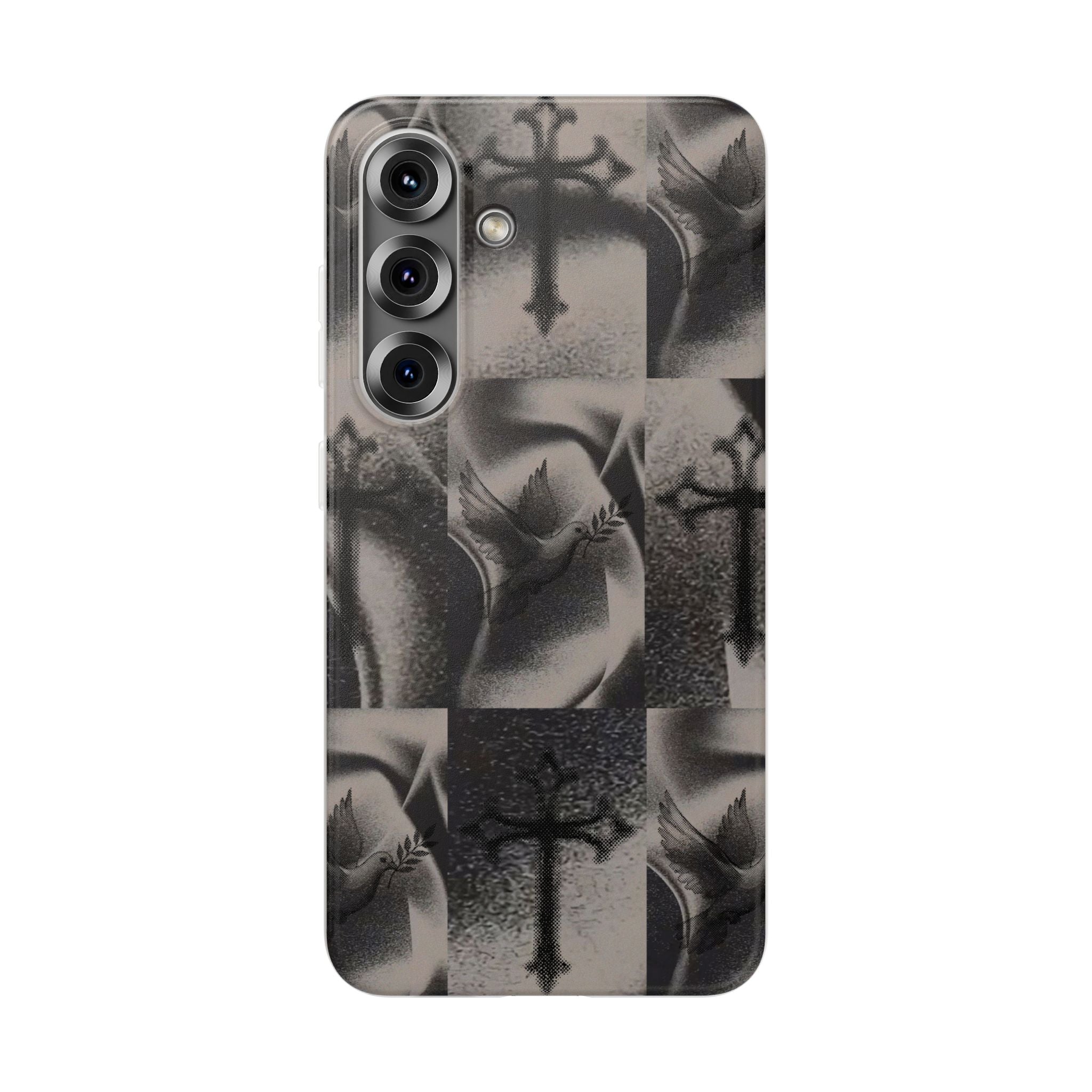 Phone Case — Dove & Cross Checkerboard Design