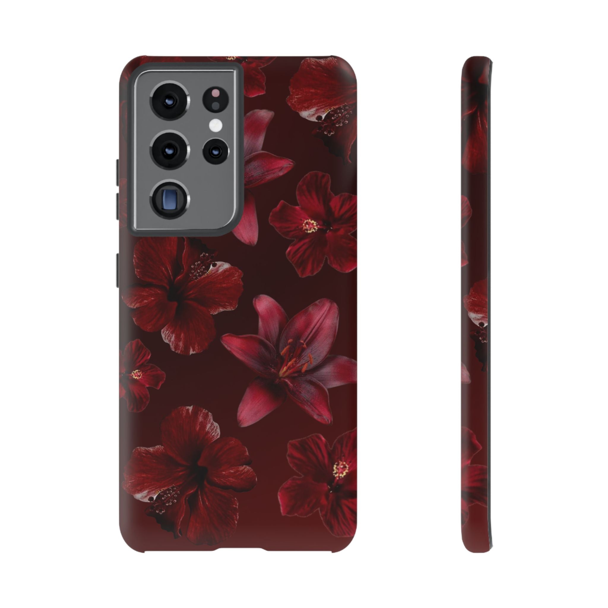 Tough Cases - Dark Red Floral Phone Case