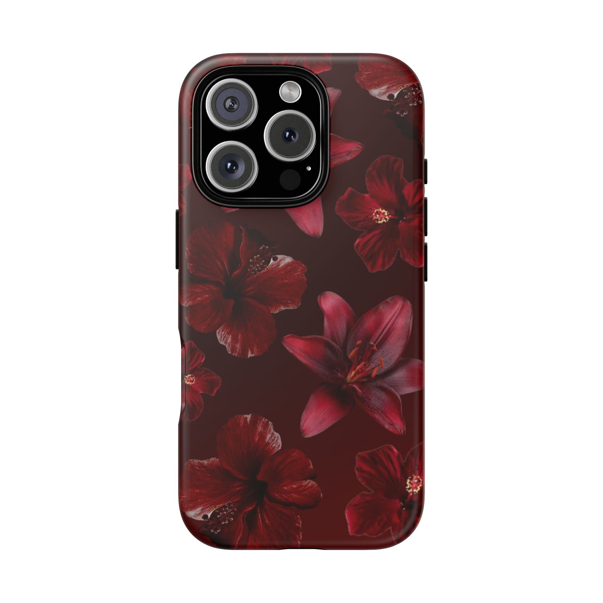 Tough Cases - Dark Red Floral Phone Case